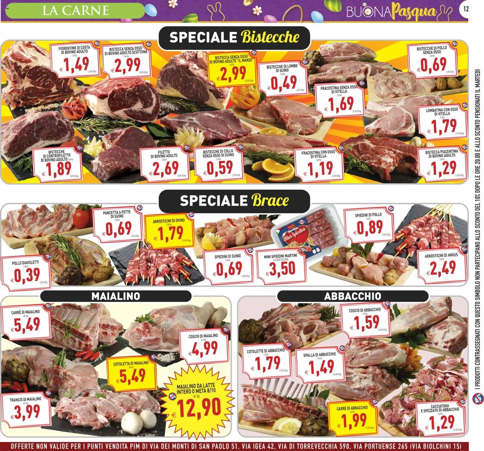 Volantino PIM Supermercati del 27.03.2026 | Pagina: 12 | Prodotti: Pollo, Manzo, Suino, Arrosticini