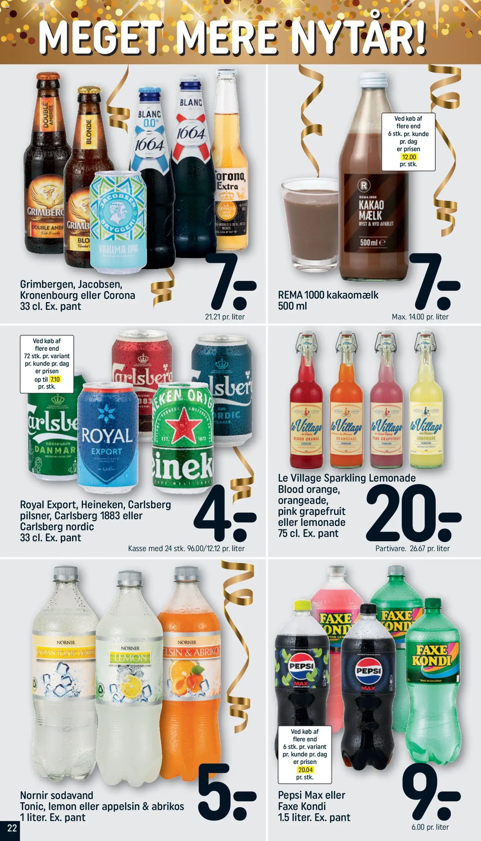 Rema 1000 tilbudsavis – gyldig fra 27.12.2025 | Side: 22 | Produkter: Mælk, Kakaomælk, Sodavand, Kakao