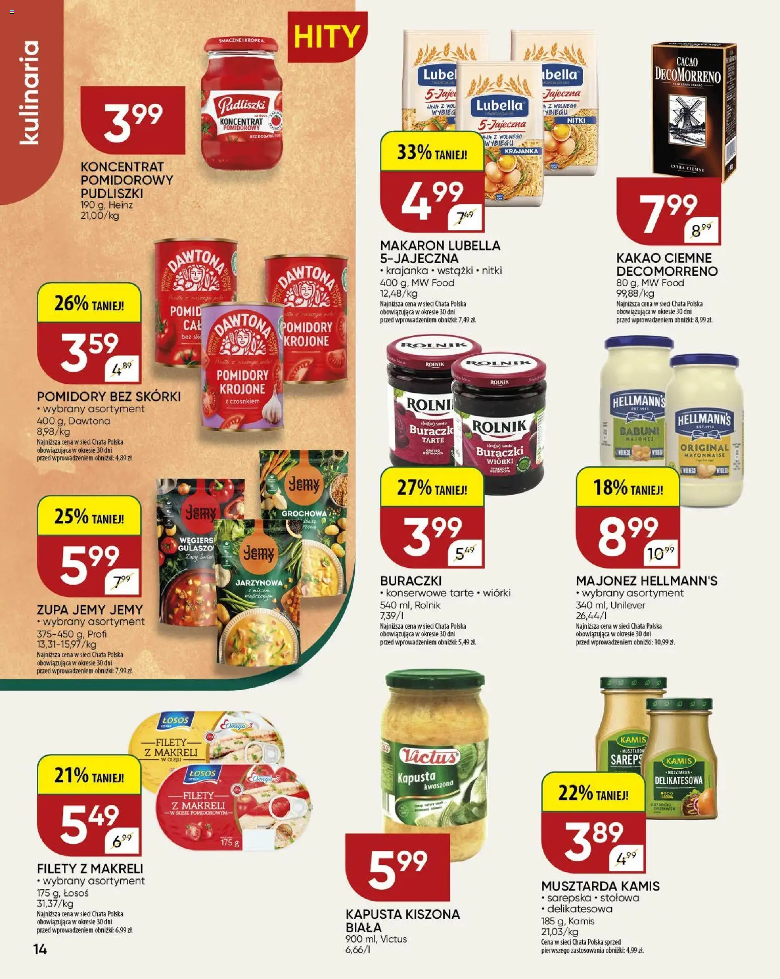 Chata Polska Gazetka od 26.02.2026 | Strona: 14 | Produkty: Kapusta, Kapusta kiszona, Łosoś, Zupa