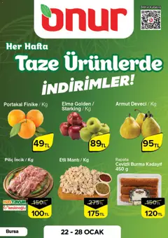 22.01.2026 tarihinden itibaren geçerli olan Onur Market kataloğu önizlemesi
