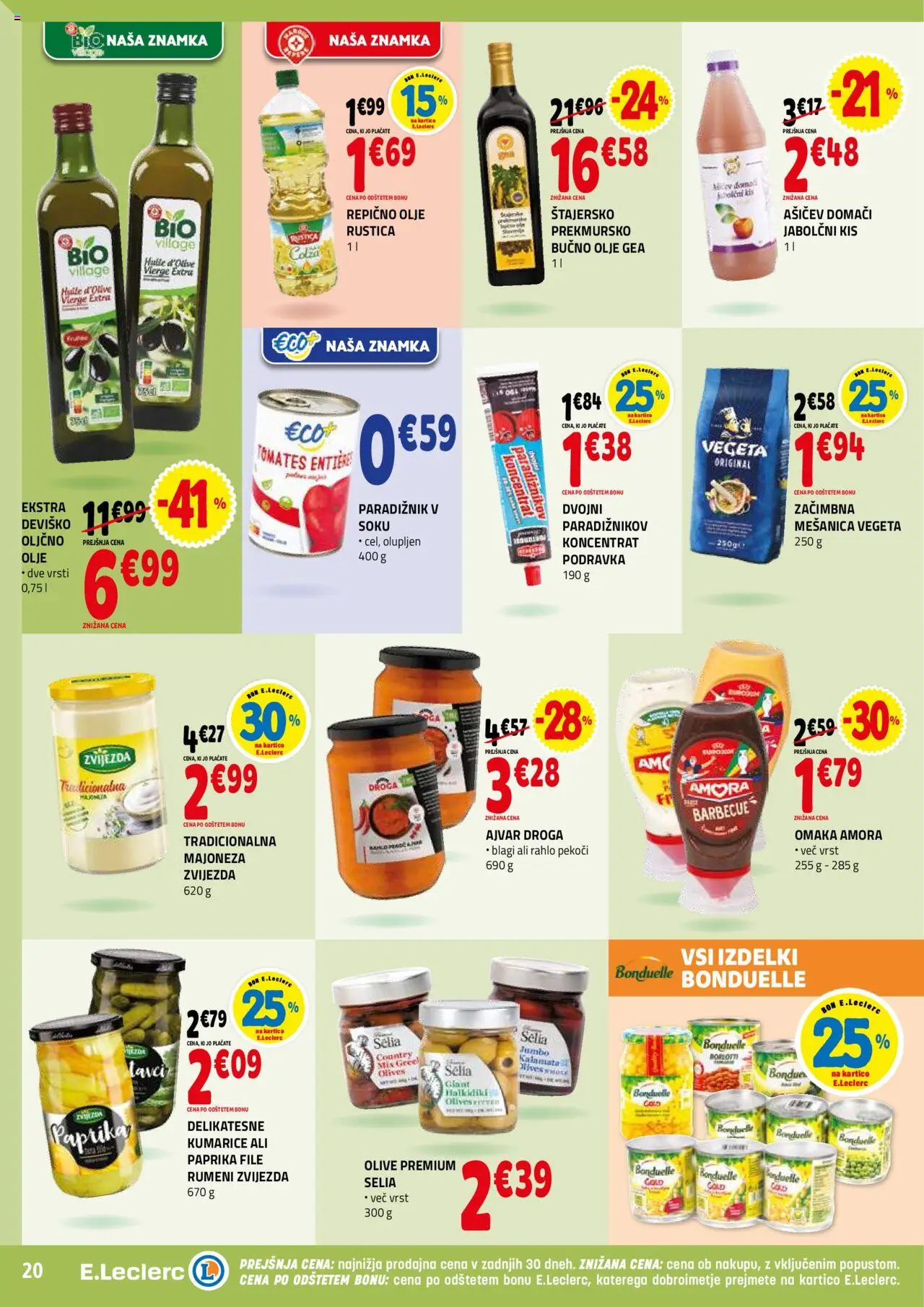 Novi E.leclerc katalog ponudbe – veljaven od 01.10.2025 | Stran: 20 | Izdelki: Paprika, Olive, Paradiznik, Majoneza