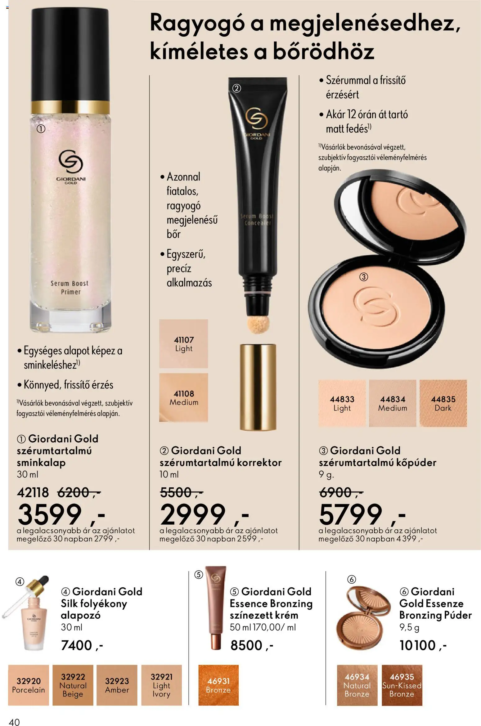Oriflame akciós ujság - amely érvényes a következő dátumtól: 22.10.2025 | Oldal: 40 | Termékek: Púder, Korrektor, Alapozó