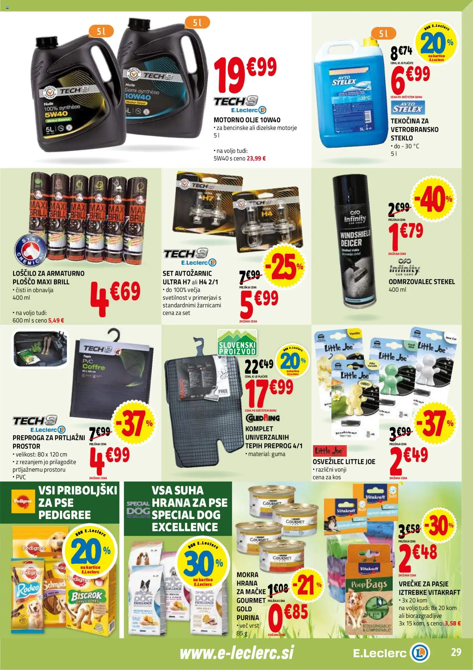Novi E.leclerc katalog ponudbe – veljaven od 14.01.2026 | Stran: 29 | Izdelki: Hrana za pse, Kos, Preproga, Olje