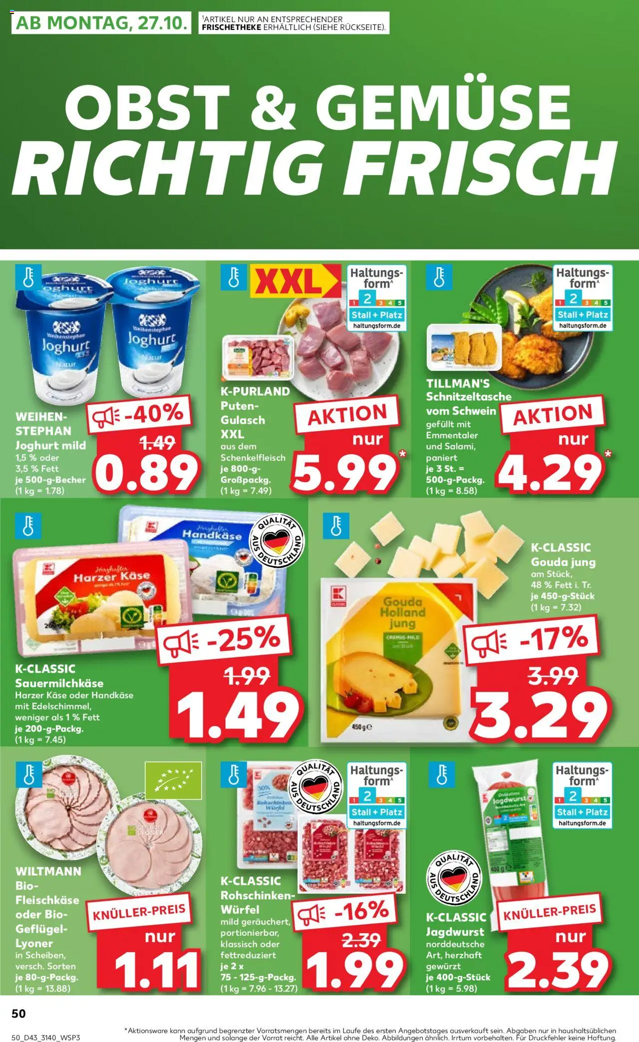 Kaufland prospekt Leipzig	 – gültig ab 23.10.2025 | Seite: 50 | Produkte: Käse, Joghurt, Gemüse, Gulasch