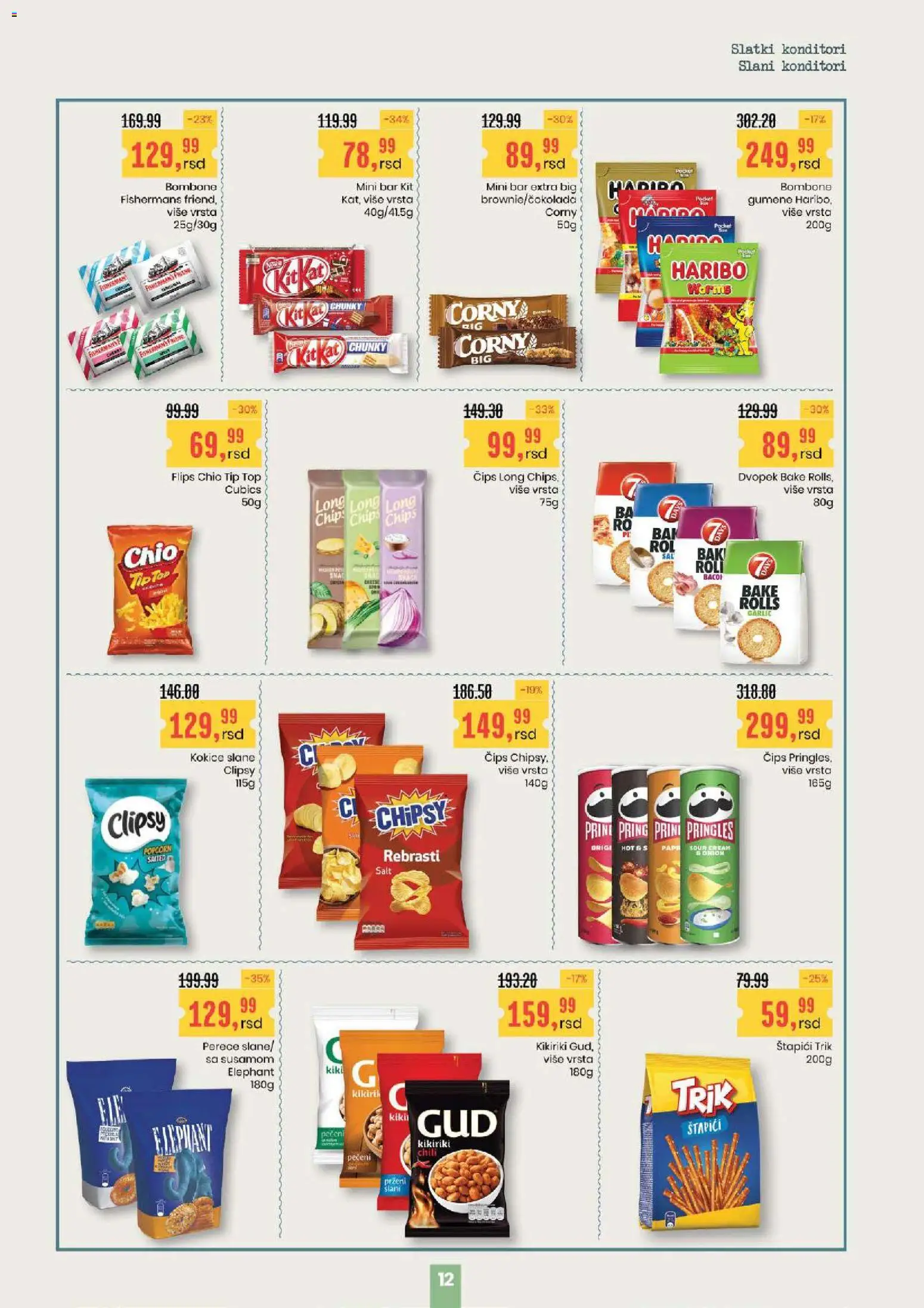 Aroma Market katalog - važi od 19.03.2026 | Strana: 12 | Proizvode: Bombone, Haribo, Kikiriki, Pringles