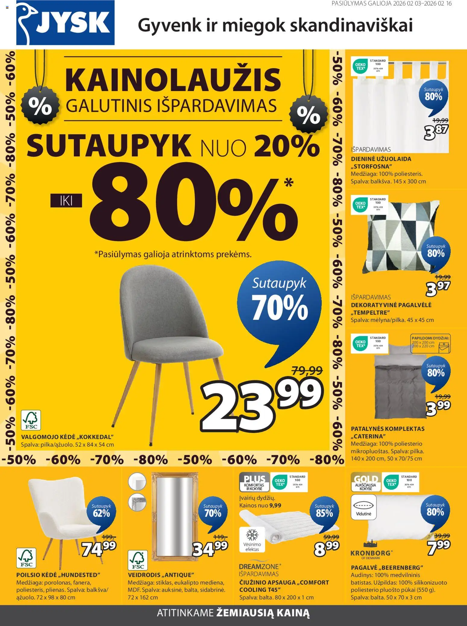 JYSK akcijos nuo 03.02.2026 | Puslapis: 2 | Prekių: Pagalvėlė, Pagalvė, Kėdė, Veidrodis