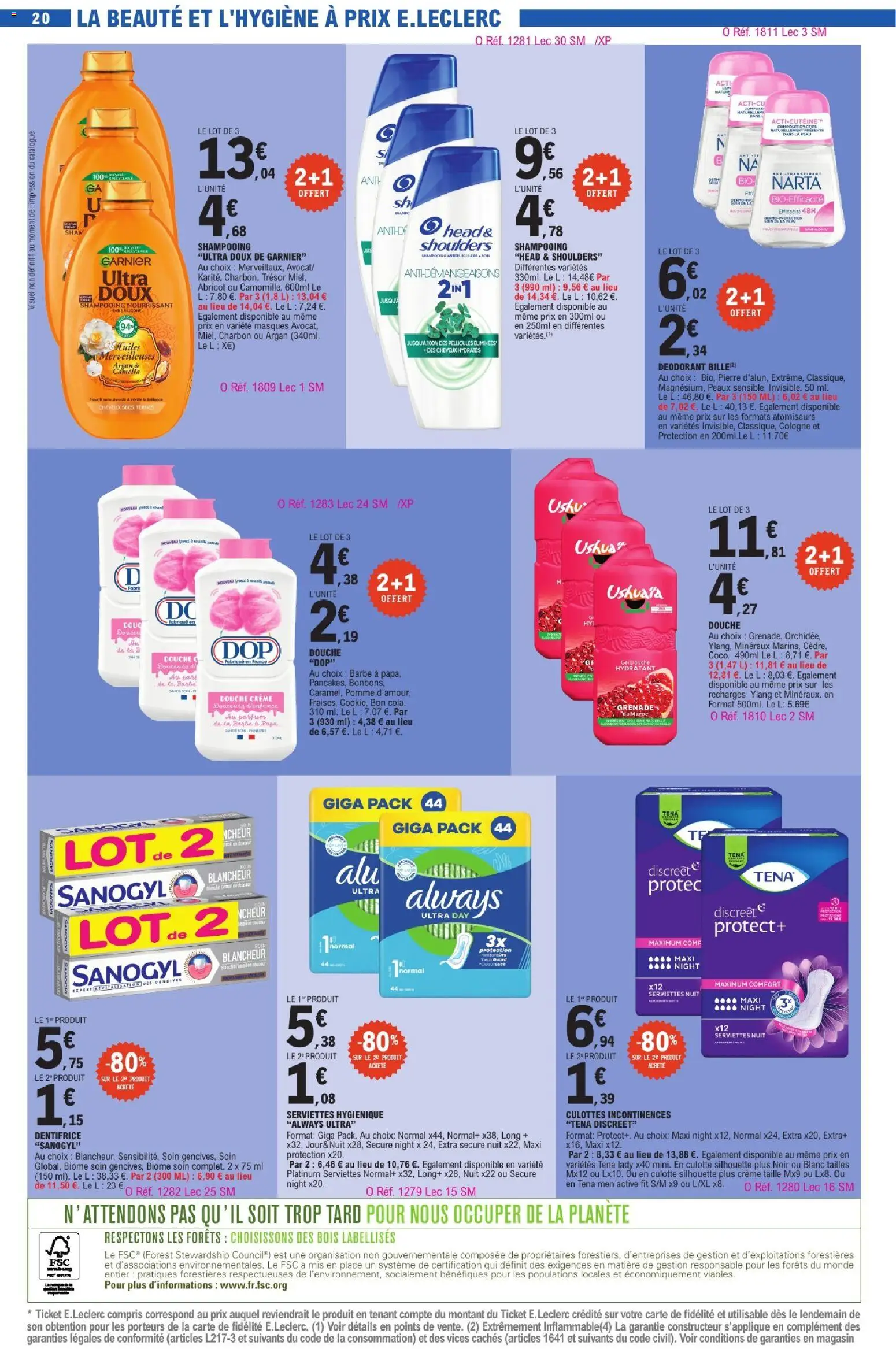 {H1} | Page: 20 | Produits: Pomme, Gel douche, Déodorant, Culotte