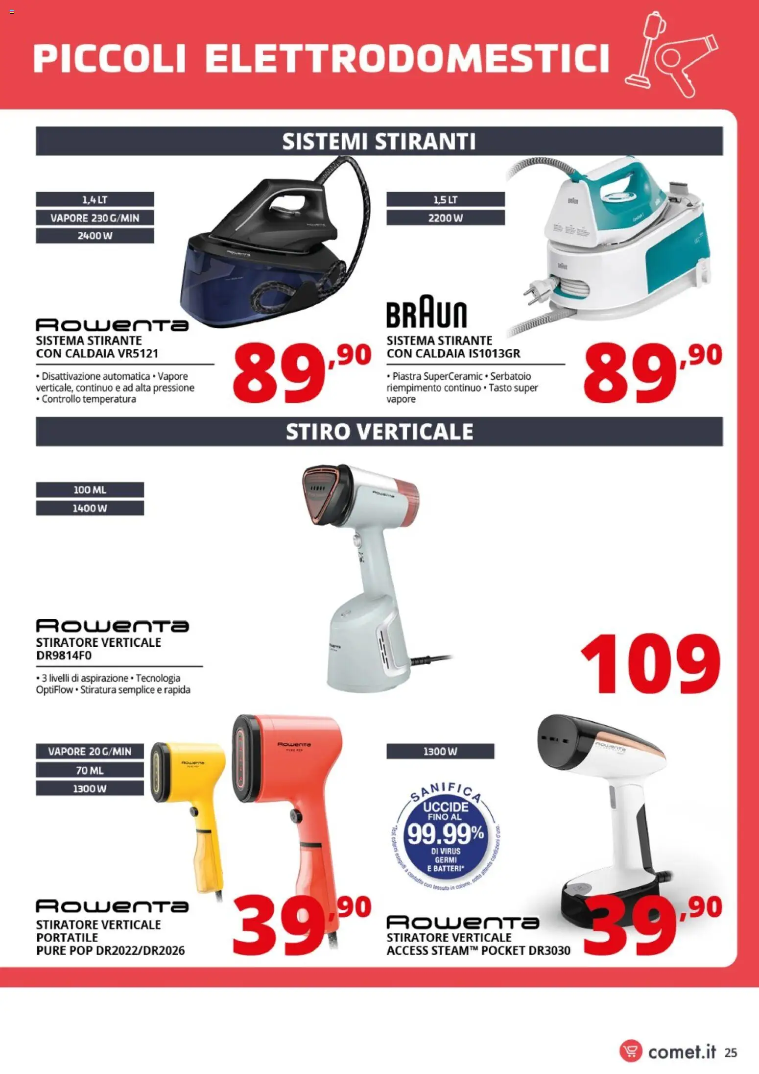 Volantino Comet del 20.02.2026 | Pagina: 25 | Prodotti: Stiratore verticale, Caldaia