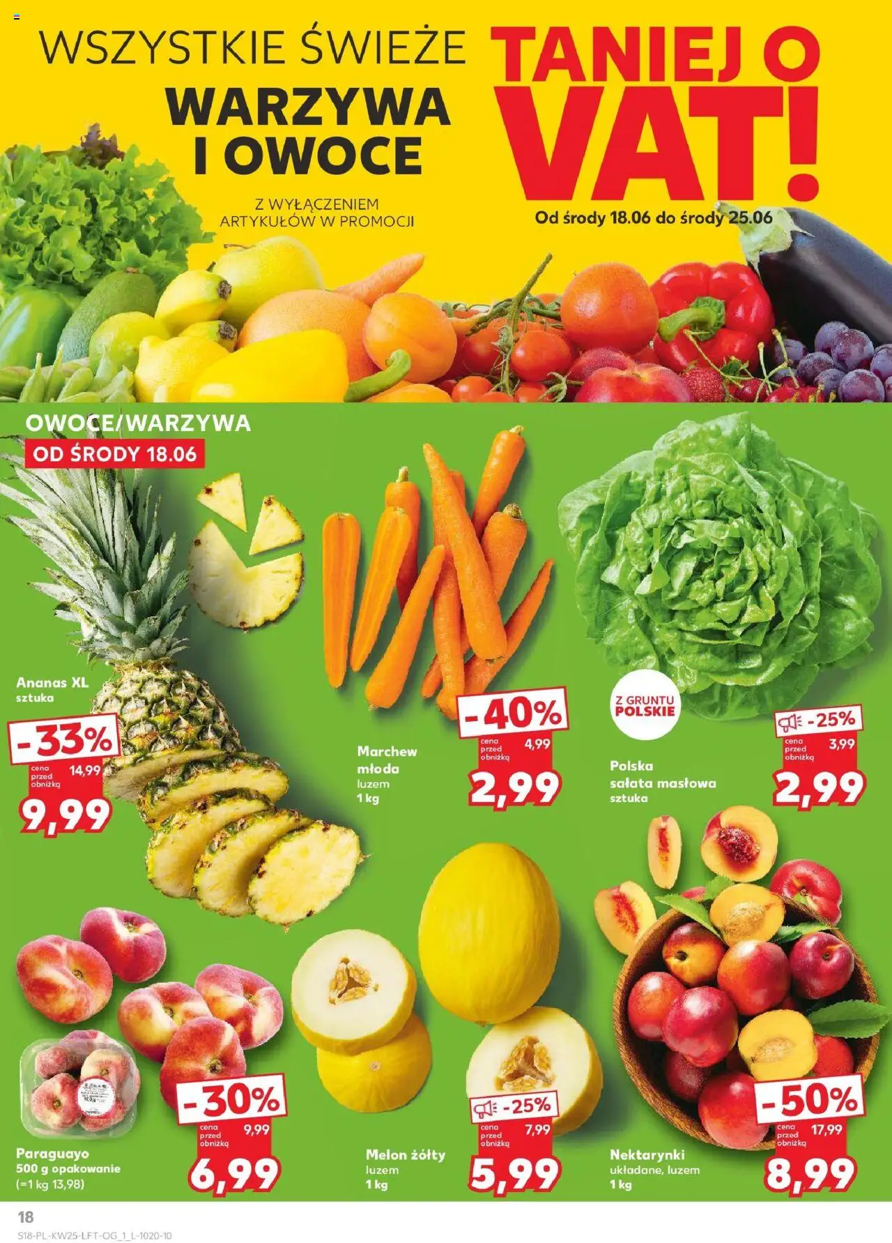 Kaufland gazetka od 18.06.2025 | Strona: 18 | Produkty: Melon, Ananas, Warzywa, Owoce