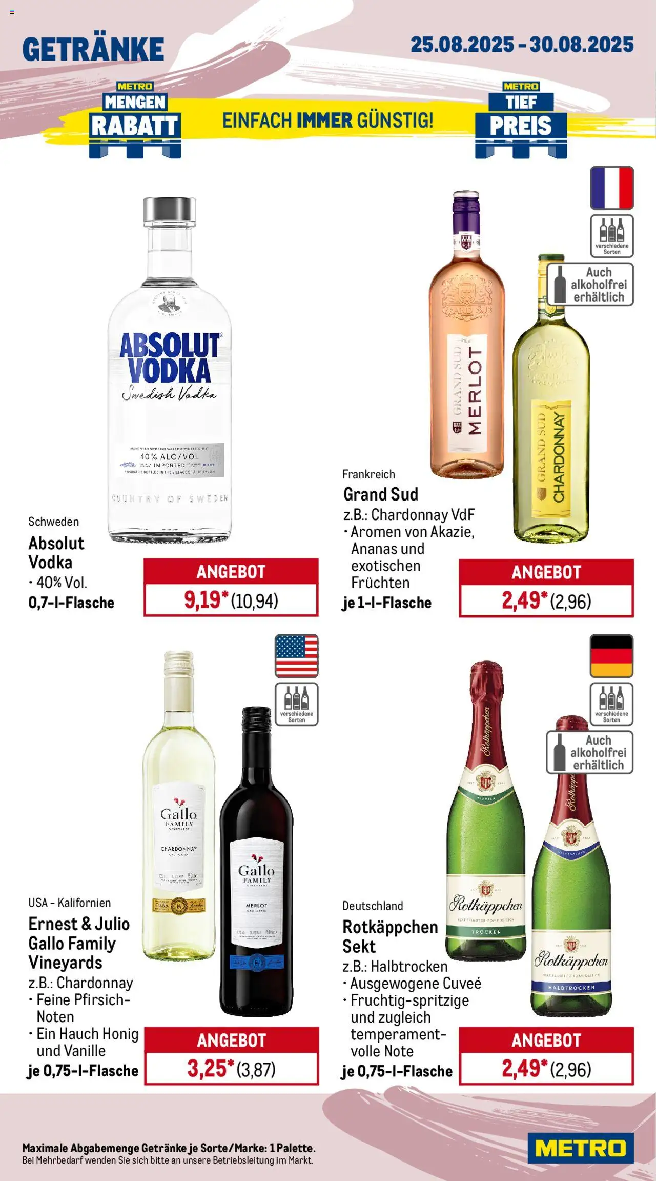 Metro Prospekt 	 - gültig ab dem 25.08.2025 | Seite: 17 | Produkte: Merlot, Ananas, Pfirsich, Rotkäppchen