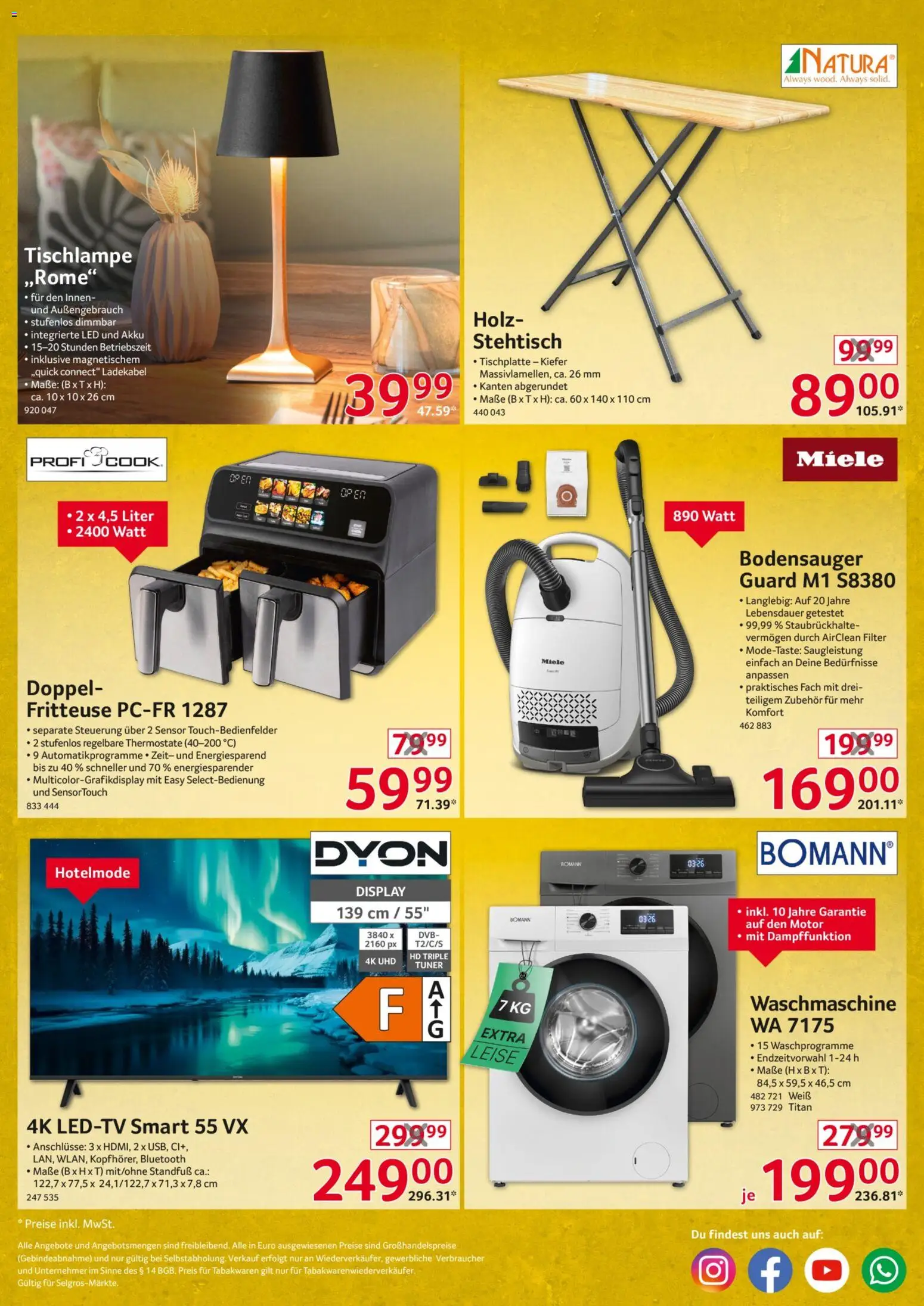 Selgros Non Food Spezial – gültig ab 08.01.2026 | Seite: 4 | Produkte: Miele, Waschmaschine, Ladekabel, Fritteuse