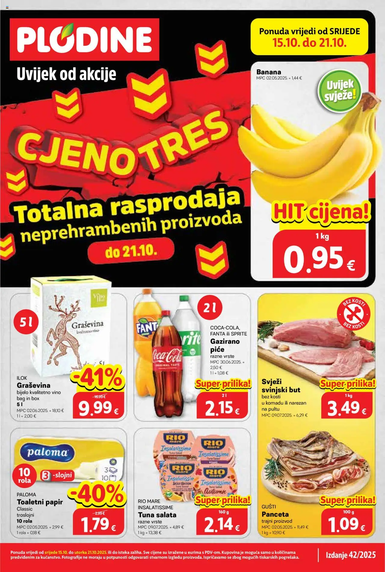 Plodine katalog | vrijedi od 15.10.2025 | Stranica: 1 | Proizvodi: Fanta, Sprite, Svinjski but, Panceta
