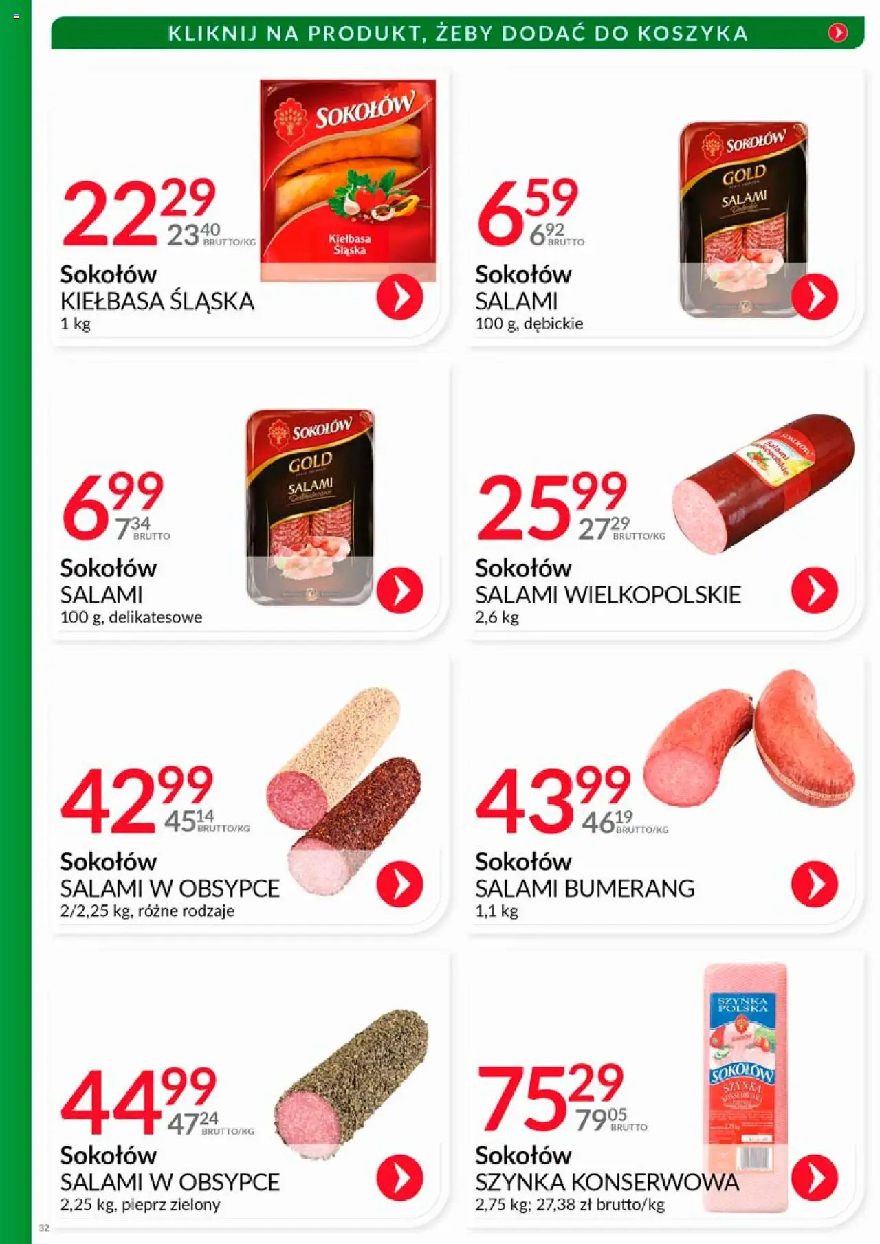 Eurocash Gazetka - Katalog Wędlin od 01.08.2025 | Strona: 32 | Produkty: Kiełbasa, Szynka, Kiełbasa śląska, Pieprz