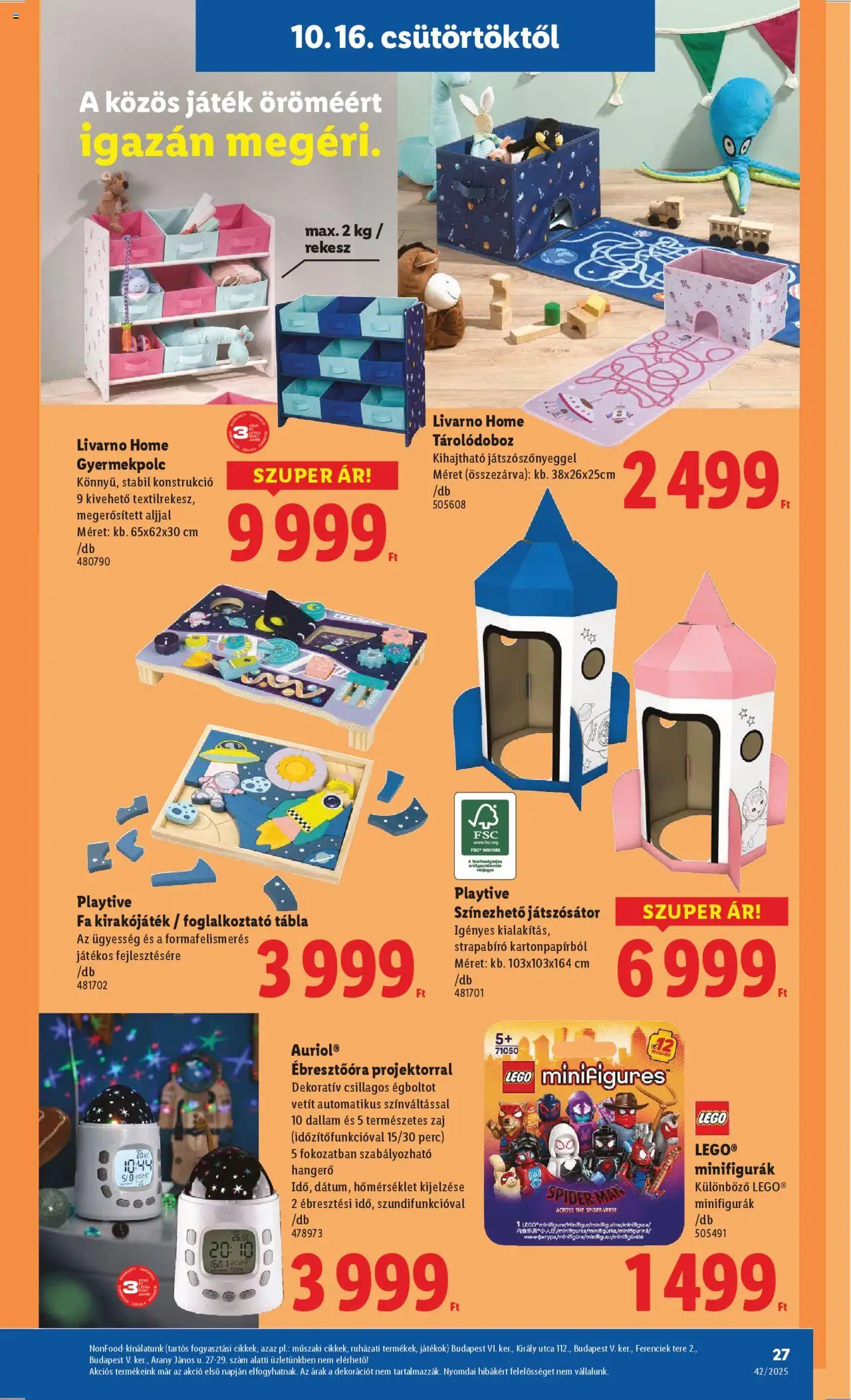 Lidl akciós ujság - amely érvényes a következő dátumtól: 16.10.2025 | Oldal: 27 | Termékek: Ébresztőóra, Játék, Játékok, Tárolódoboz