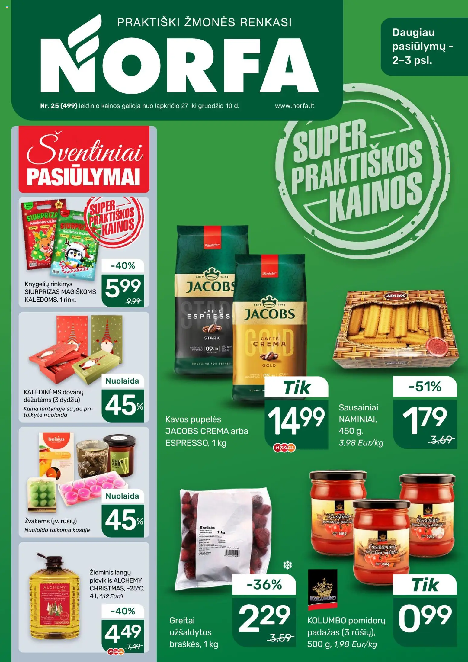 NORFA akcijos nuo 27.11.2025 | Puslapis: 1 | Prekių: Pupelės, Kavos pupelės, Ploviklis, Braškės