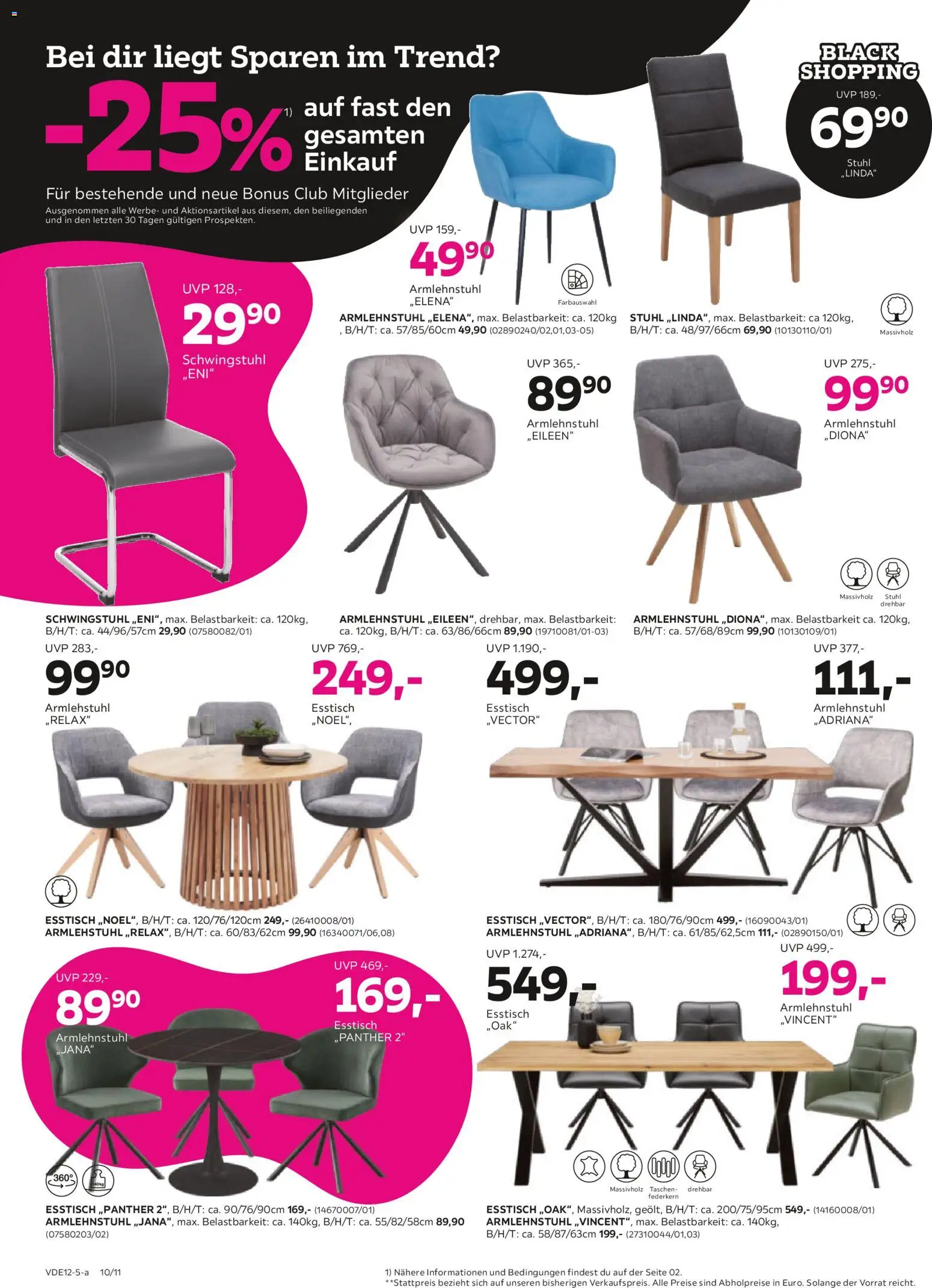 Mömax - Black Friday – gültig ab 24.11.2025 | Seite: 10 | Produkte: Esstisch, Stuhl