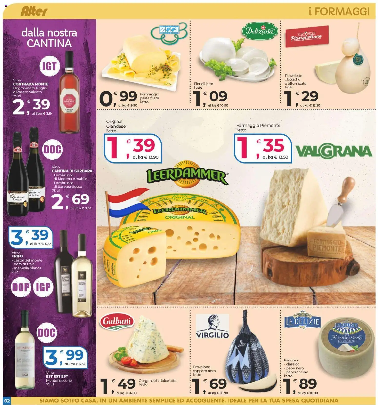 Volantino Alter Discount del 18.02.2026 | Pagina: 2 | Prodotti: Vino, Pasta, Gorgonzola, Pecorino