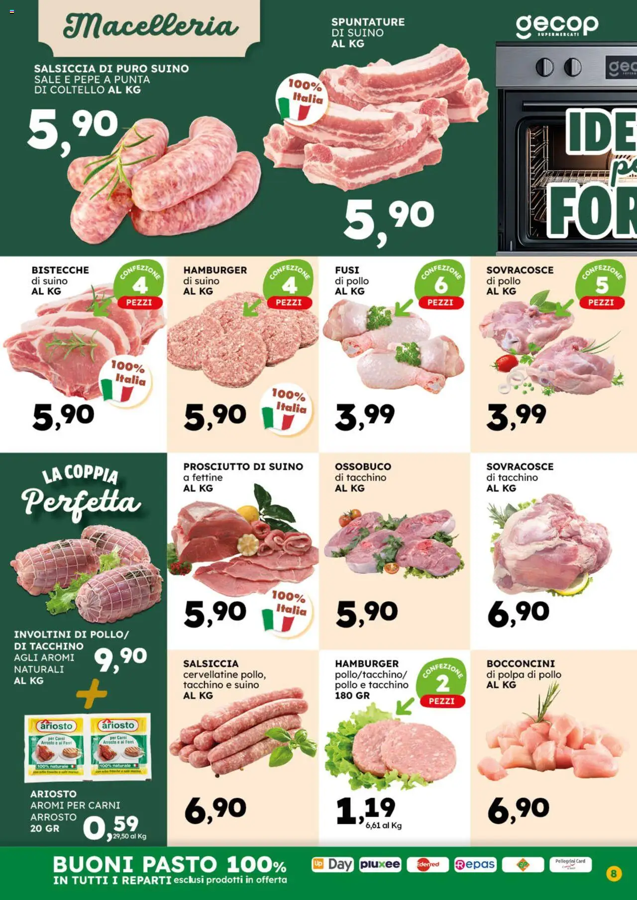 Volantino GECOP del 06.10.2025 | Pagina: 8 | Prodotti: Sale, Tacchino, Prosciutto, Salsiccia