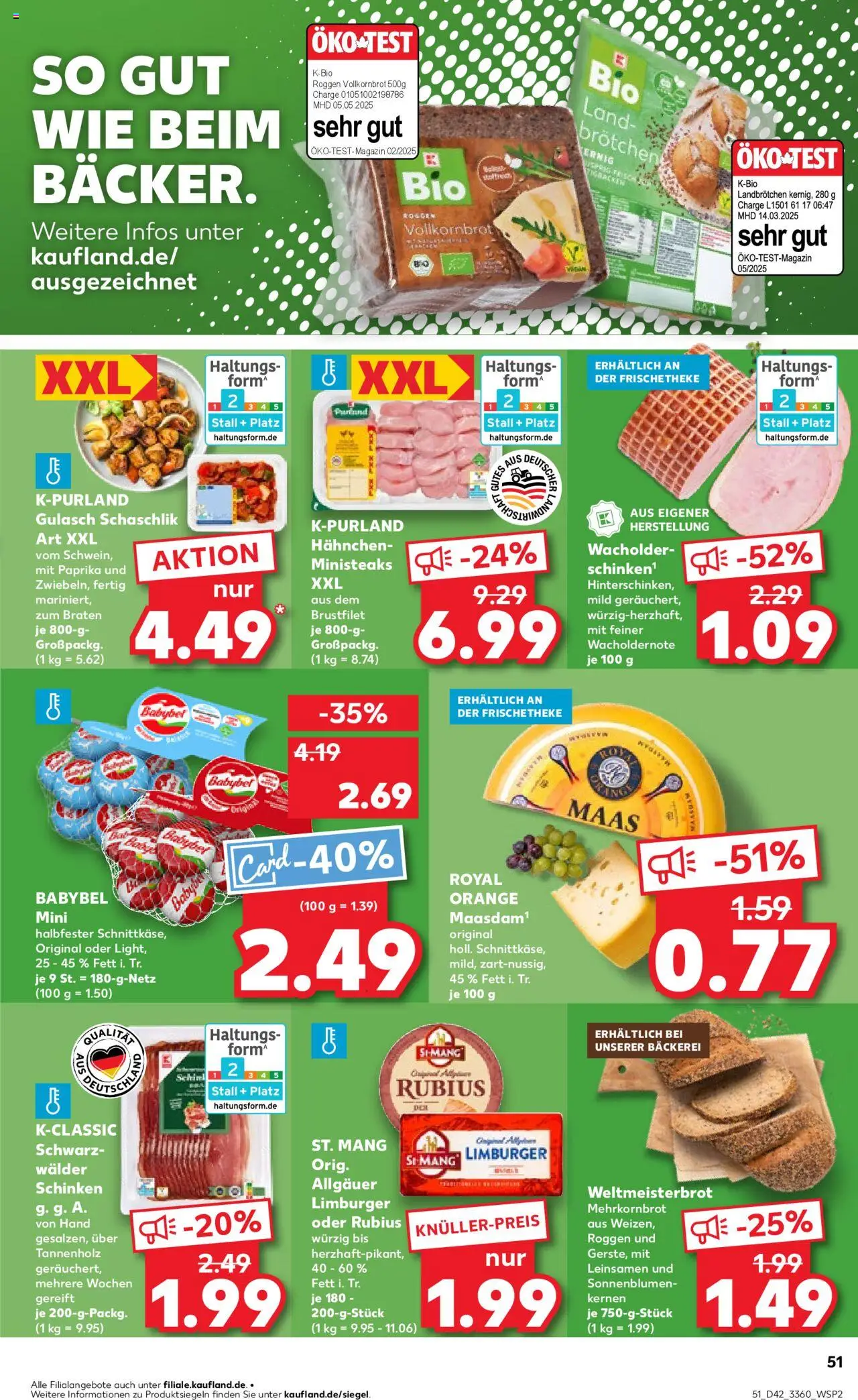 Kaufland prospekt Frankfurt (Oder)	 – gültig ab 16.10.2025 | Seite: 51 | Produkte: Vollkornbrot, Gulasch, Babybel, Schinken