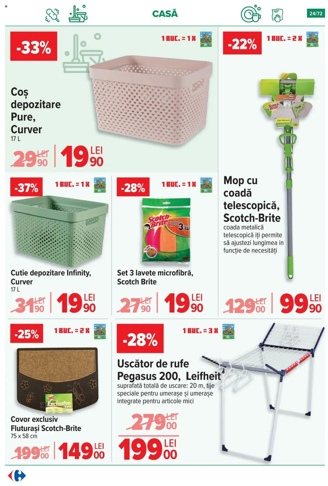 Noul catalog Carrefour – valabil de la 15.10.2025 | Pagină: 25 | Produse: Uscător, Mop, Covor, Lavete