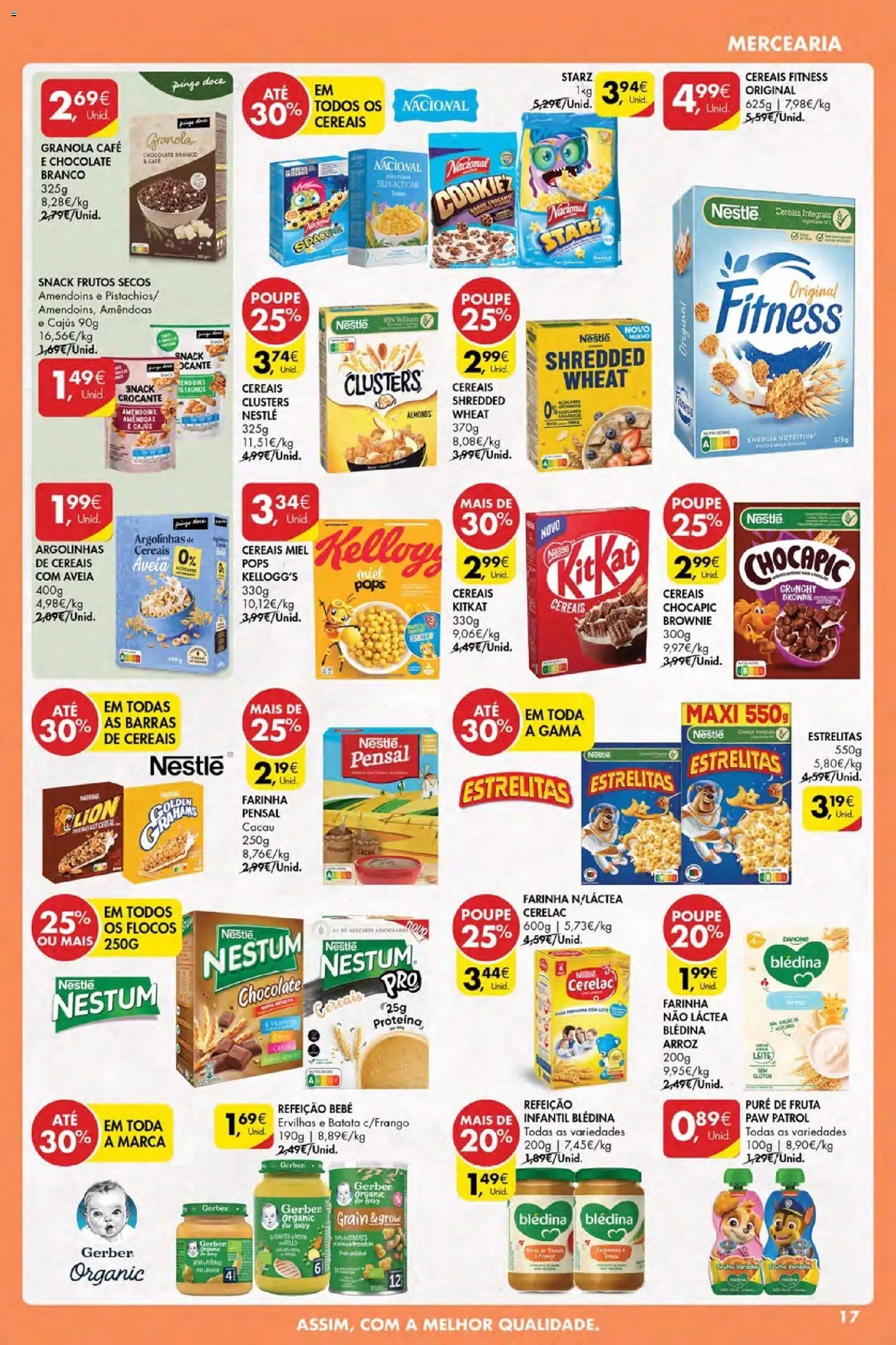 Pingo Doce Poupe Esta Semana Açores │ válido de 12.02.2026 | Página: 17 | Produtos: Amêndoas, Granola, Nestum chocolate, Cereais