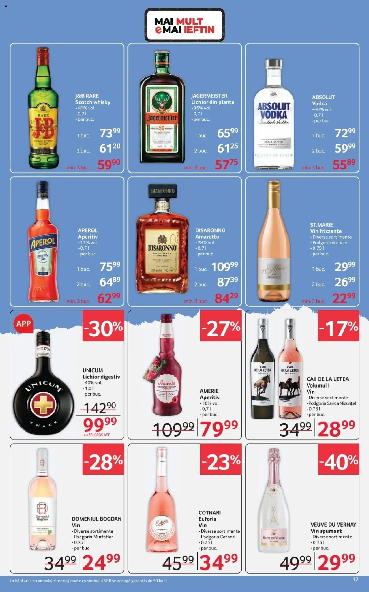 Noul catalog Selgros – valabil de la 06.03.2026 | Pagină: 17 | Produse: Su ısıtıcı, Lichior, Vin, Aperol