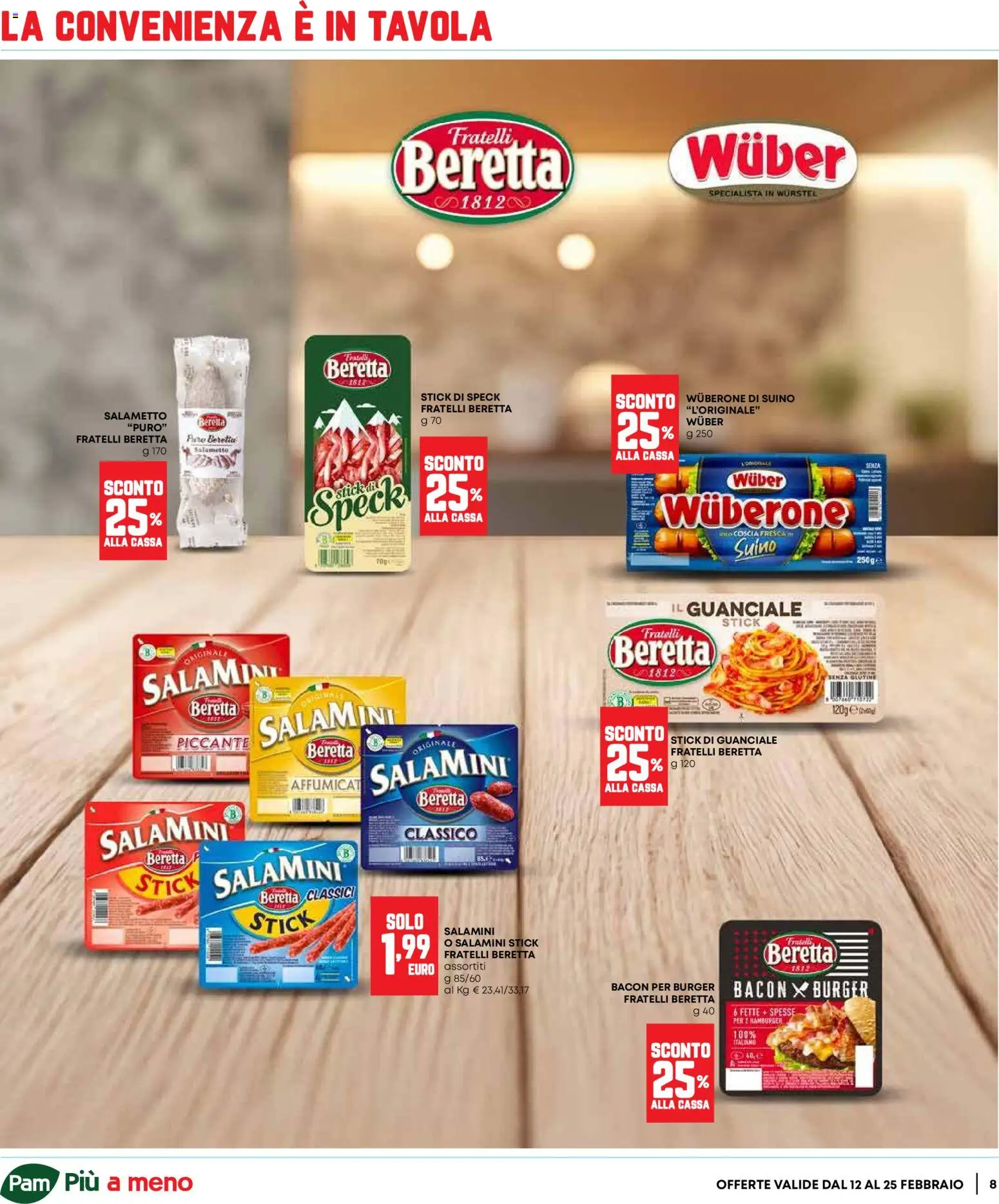 Volantino Panorama del 12.02.2026 | Pagina: 8 | Prodotti: Speck, Wurstel, Hamburger, Guanciale