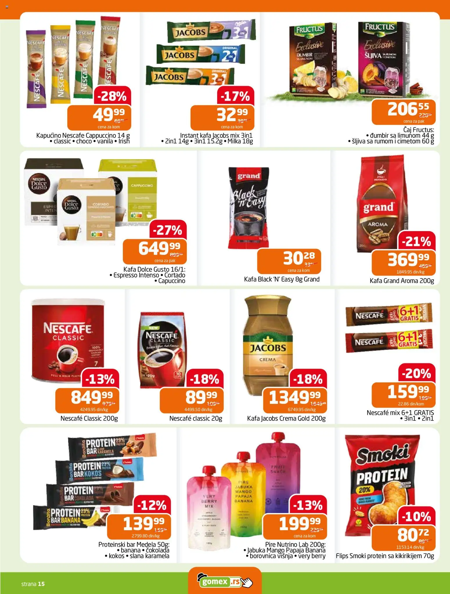 Gomex katalog - važi od 03.12.2025 | Strana: 15 | Proizvode: Smoki, Kafa, Nescafé, Čaj