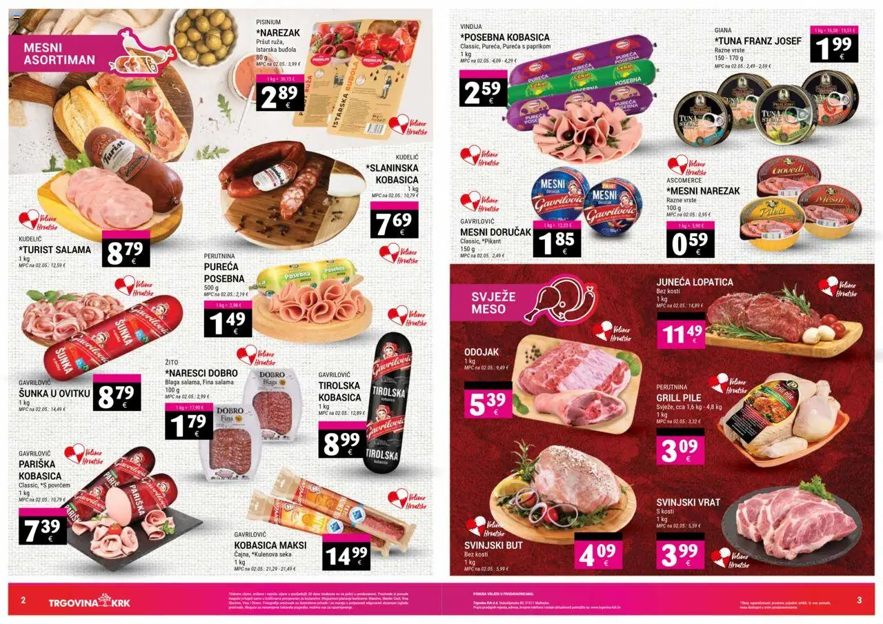 Trgovina Krk katalog | vrijedi od 16.10.2025 | Stranica: 2 | Proizvodi: Svinjski vrat, Svinjski but, Meso, Narezak