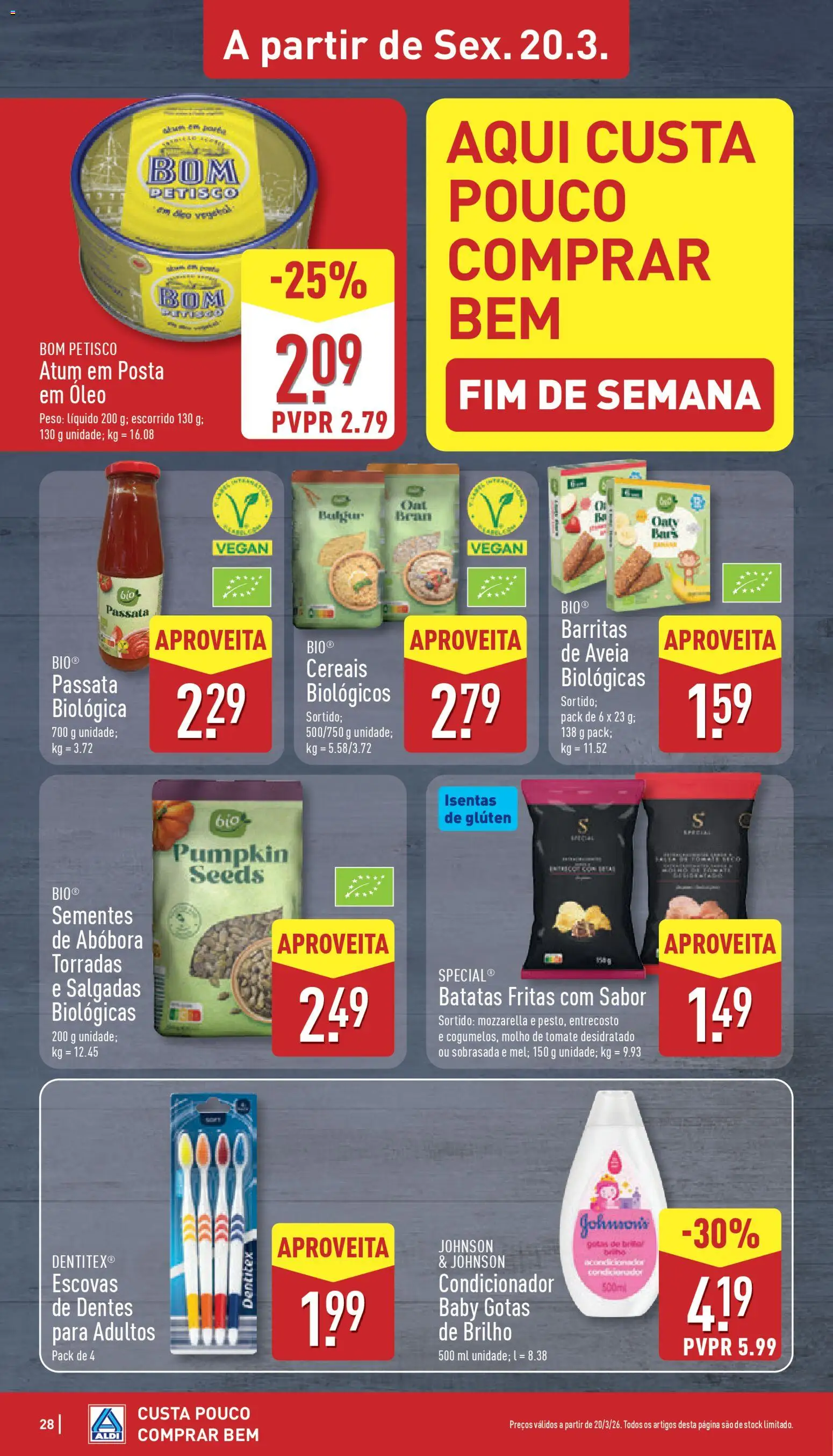 Aldi folheto │ válido de 16.03.2026 | Página: 28 | Produtos: Molho de tomate, Aveia, Tomate, Cereais