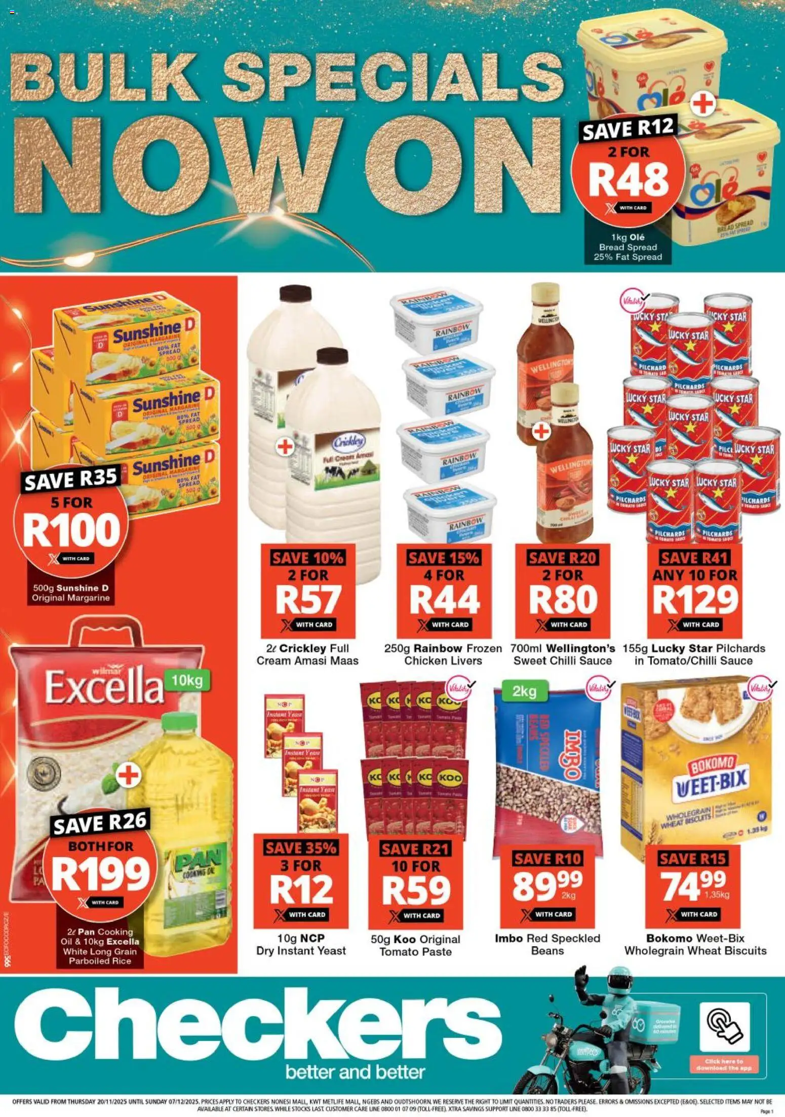 New Checkers catalogue – valid from 20.11.2025 | Page: 1 | Products: Pilchards, Beans, Oil, Biscuits