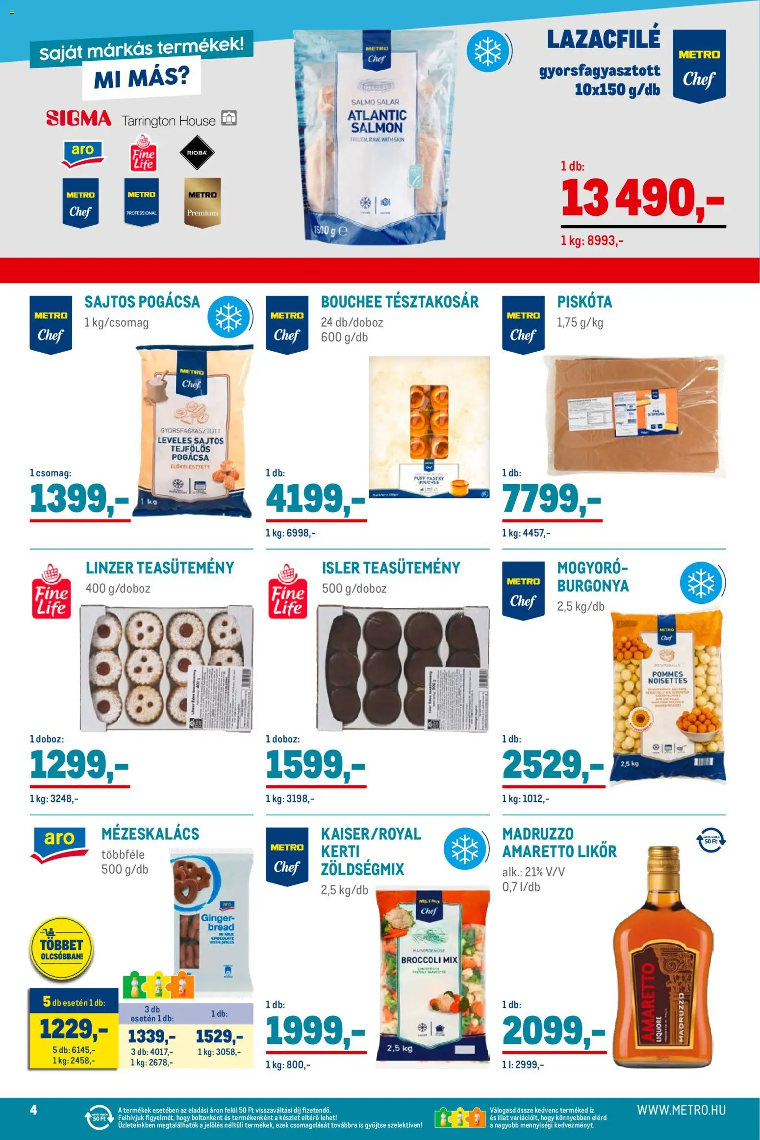 Metro akciós ujság - amely érvényes a következő dátumtól: 01.12.2025 | Oldal: 4 | Termékek: Burgonya, Lazacfilé, Linzer, Likőr