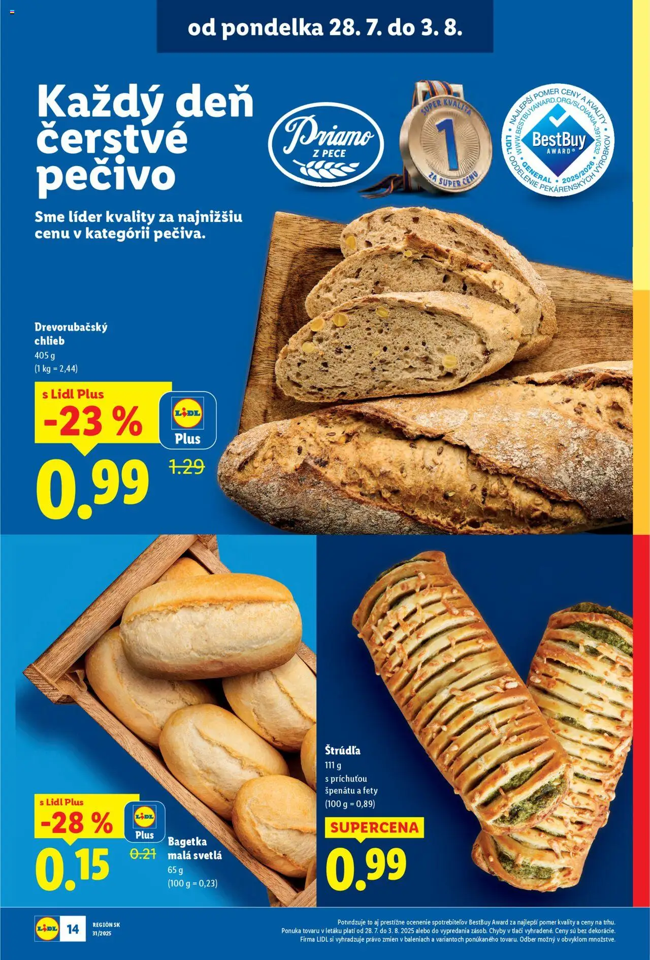 Lidl leták │ platný od 28.07.2025 | Strana: 14 | Produkty: Chlieb, Svetlá