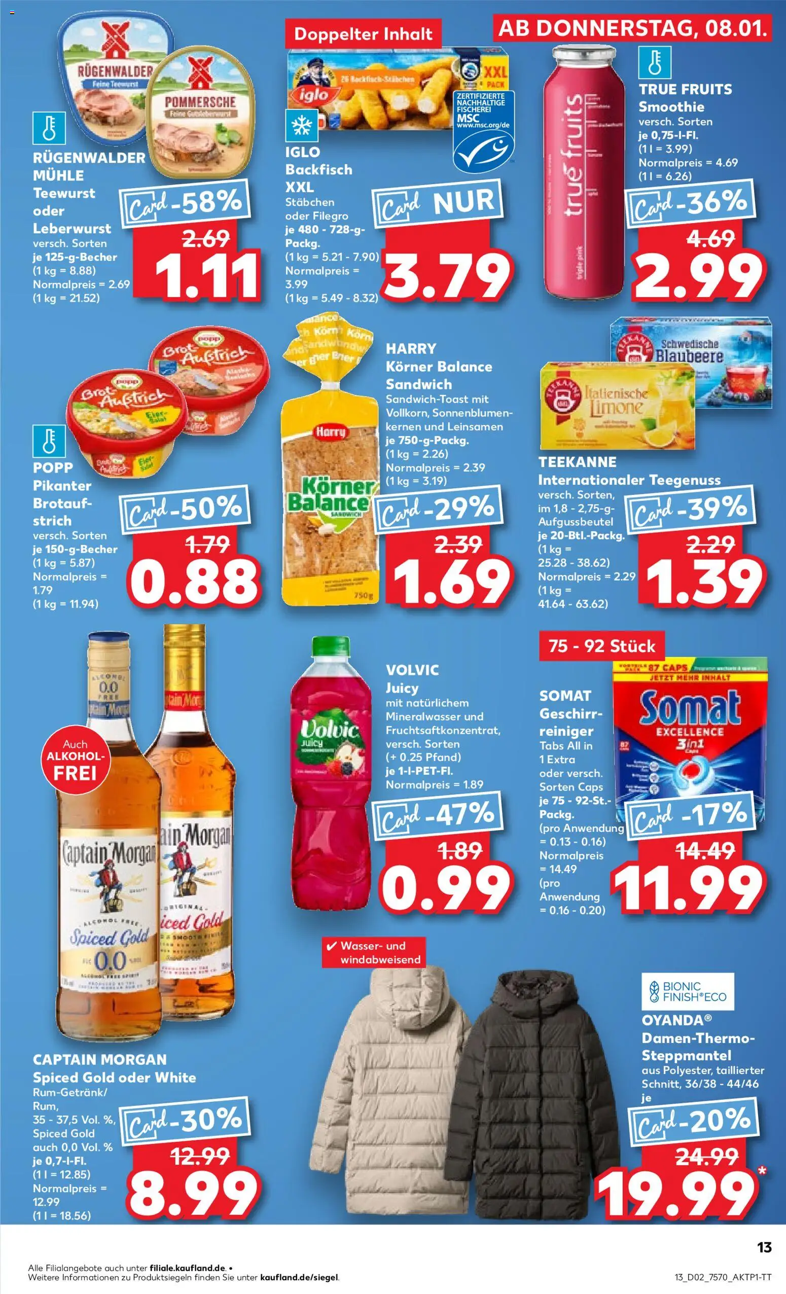 Kaufland prospekt Bremen	 – gültig ab 08.01.2026 | Seite: 13 | Produkte: Steppmantel, Wasser, Teekanne, Volvic