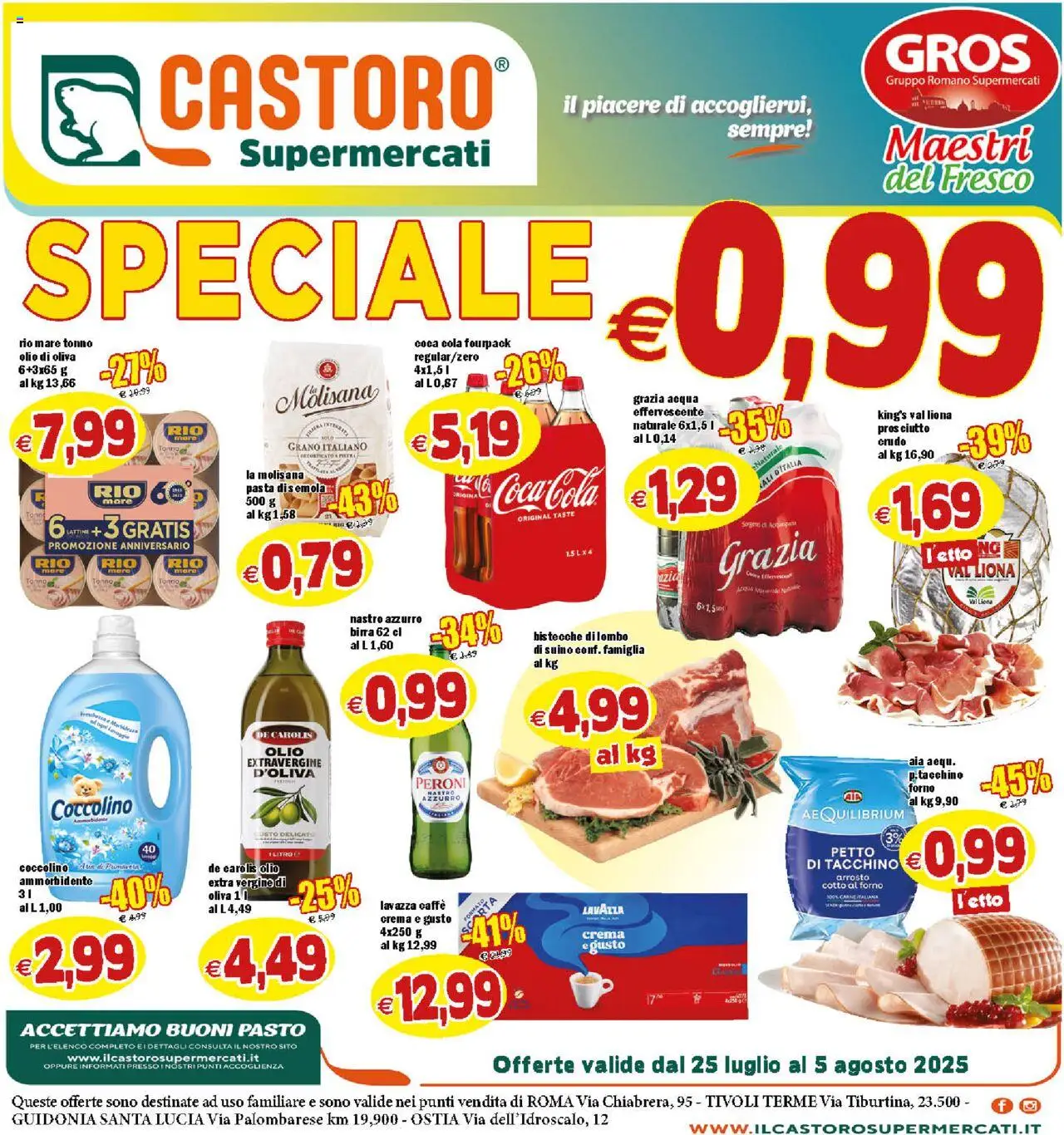 Volantino Il Castoro del 25.07.2025 | Pagina: 1 | Prodotti: Birra, Tacchino, Olio, Forno