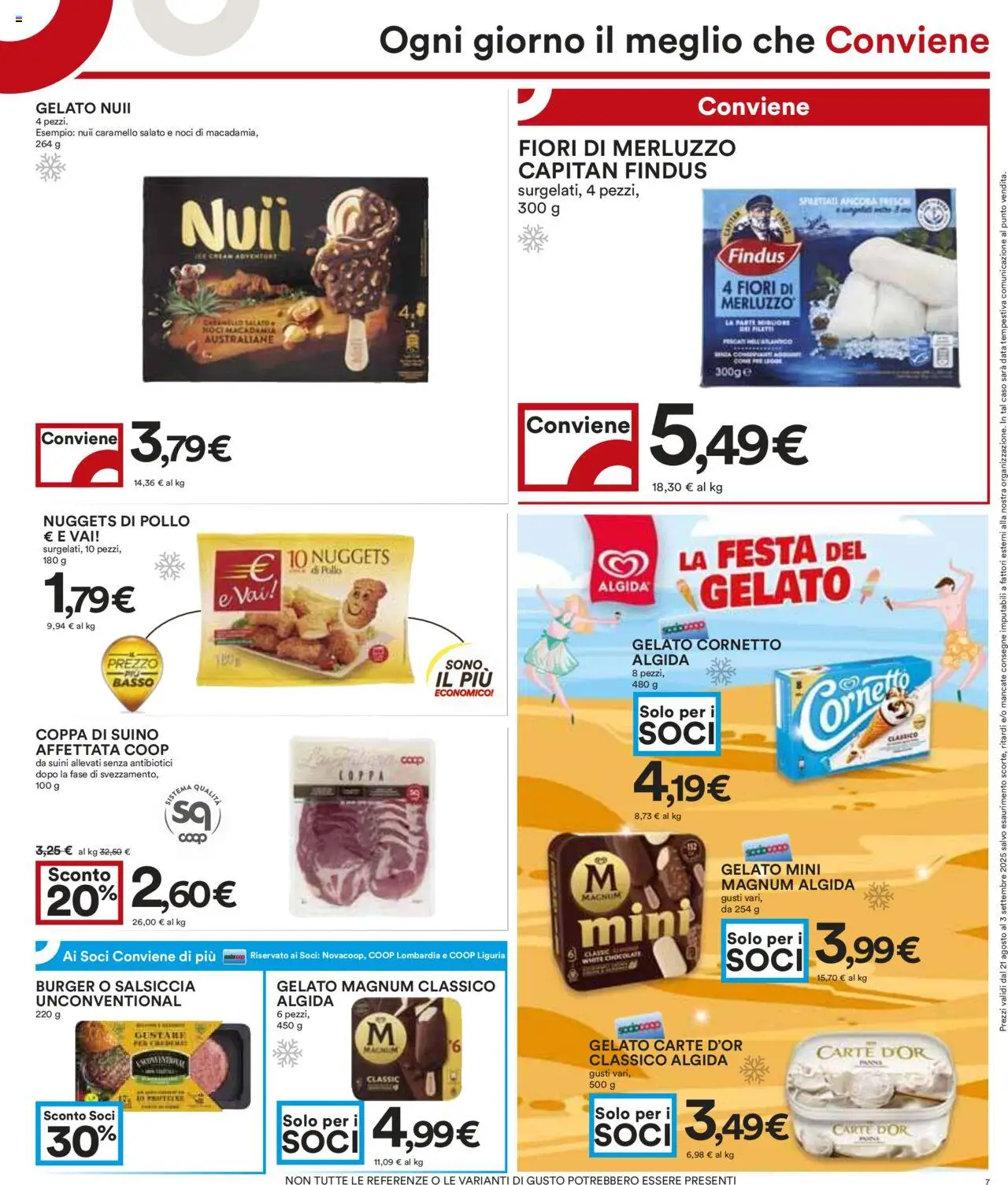 Volantino COOP del 21.08.2025 | Pagina: 7 | Prodotti: Cornetto, Suino, Salsiccia, Noci