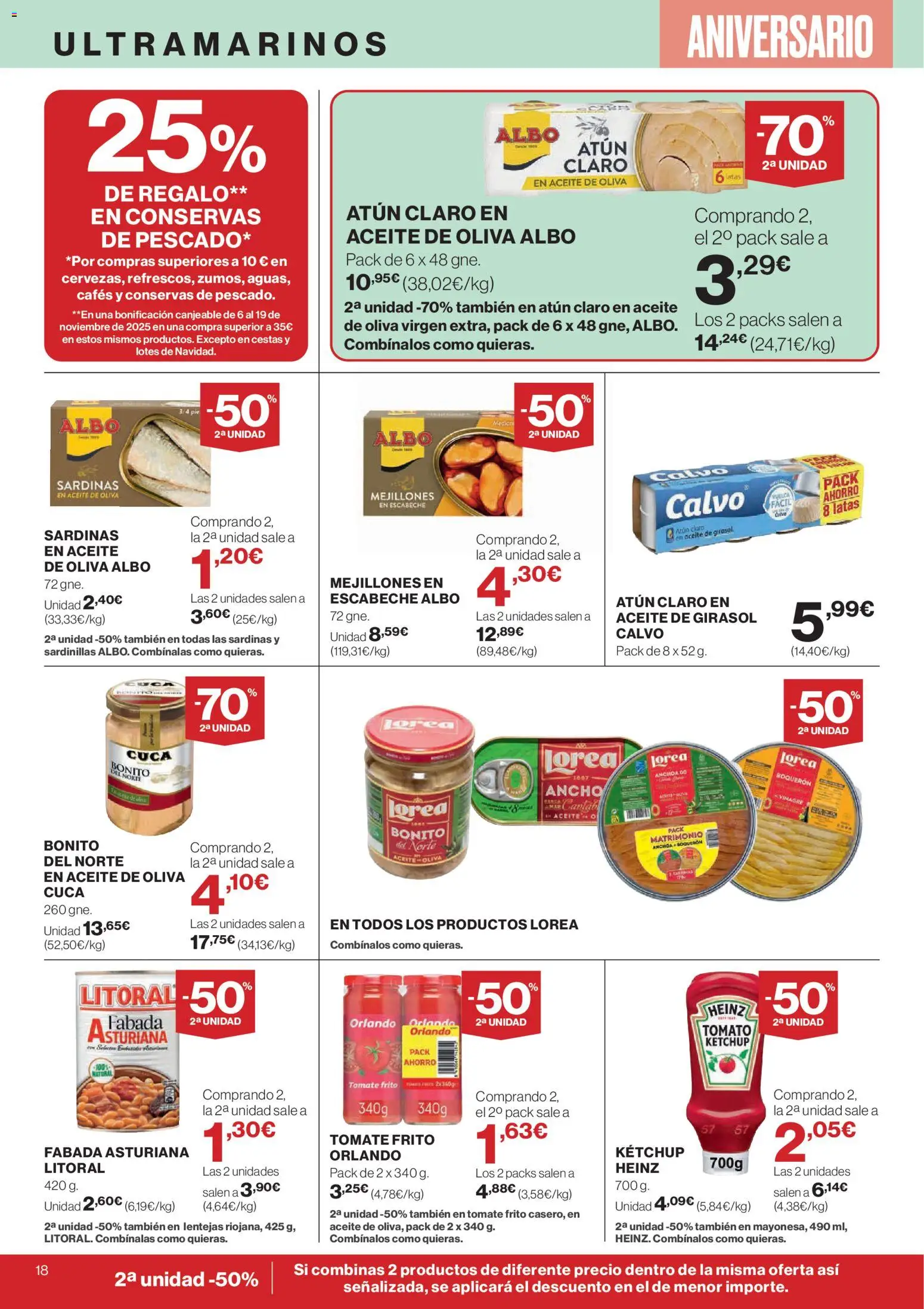 Hipercor catálogo │ válido desde el 23.10.2025 | Página: 24 | Productos: Sardinillas, Aceite de girasol, Δεξαμενή, Atún claro