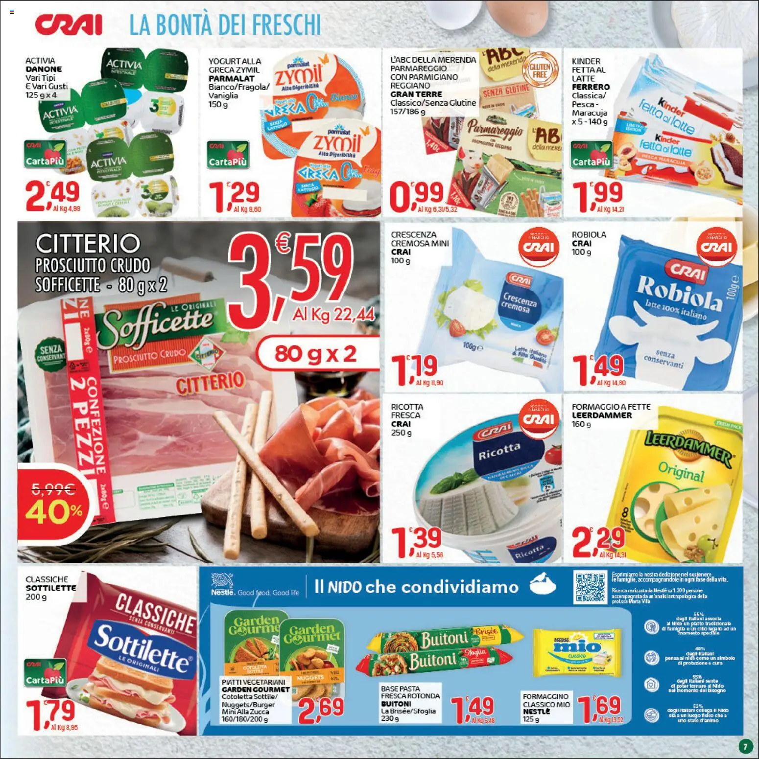 Volantino CRAI del 14.05.2026 | Pagina: 7 | Prodotti: Yogurt, Latte, Crescenza, Parmigiano