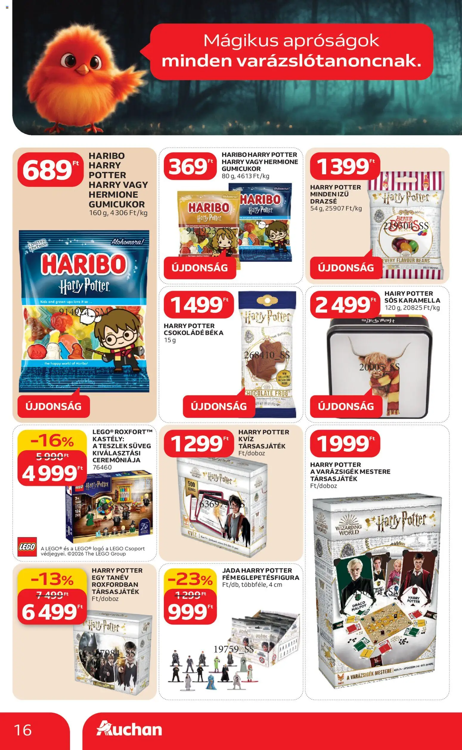 Auchan akciós ujság - amely érvényes a következő dátumtól: 05.02.2026 | Oldal: 16 | Termékek: Gumicukor, Drazsé, Csokoládé, Társasjáték
