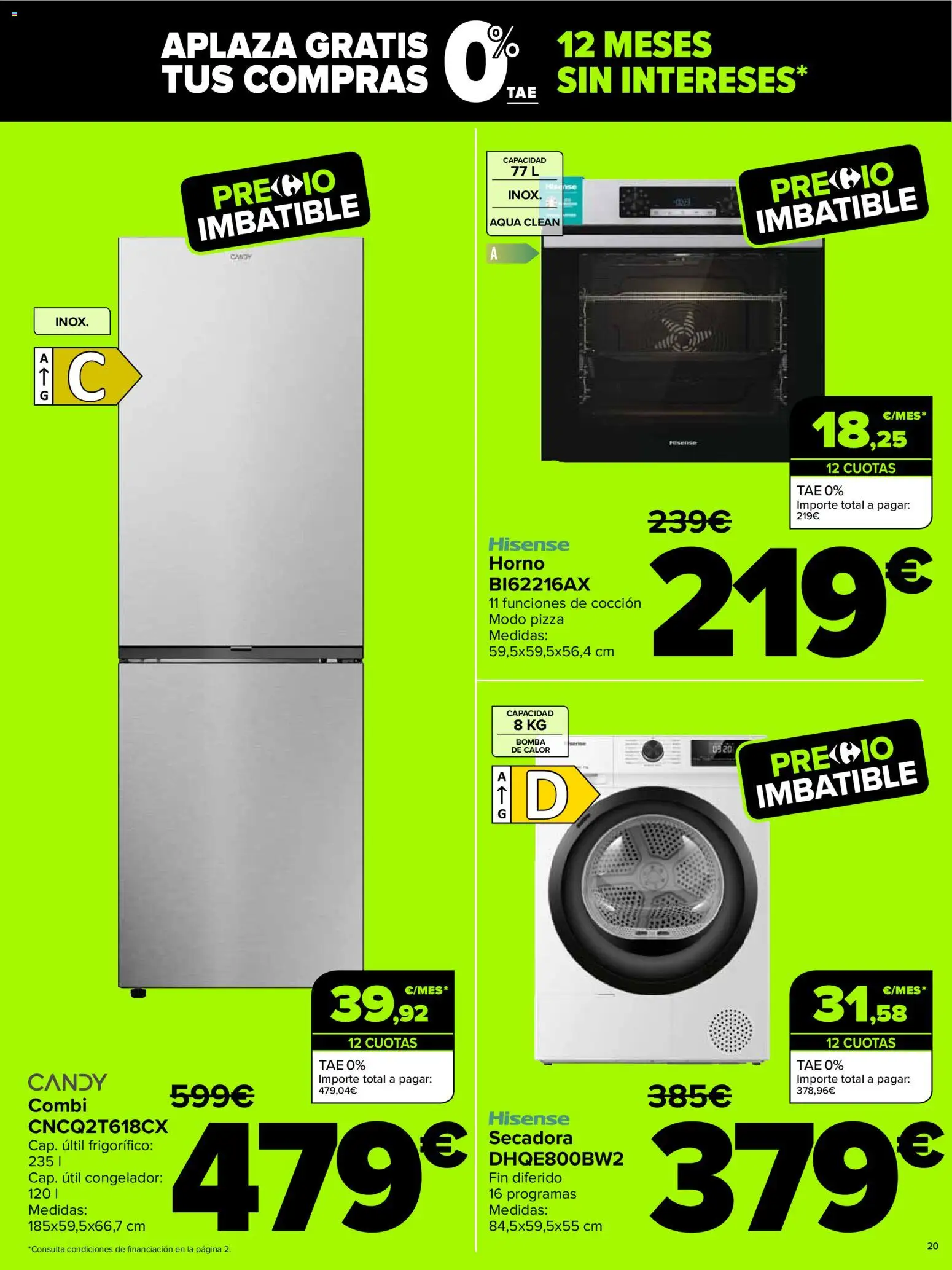 Carrefour Cyber Week │ válido desde el 02.12.2025 | Página: 20 | Productos: Congelador, Secadora, Horno, Combi