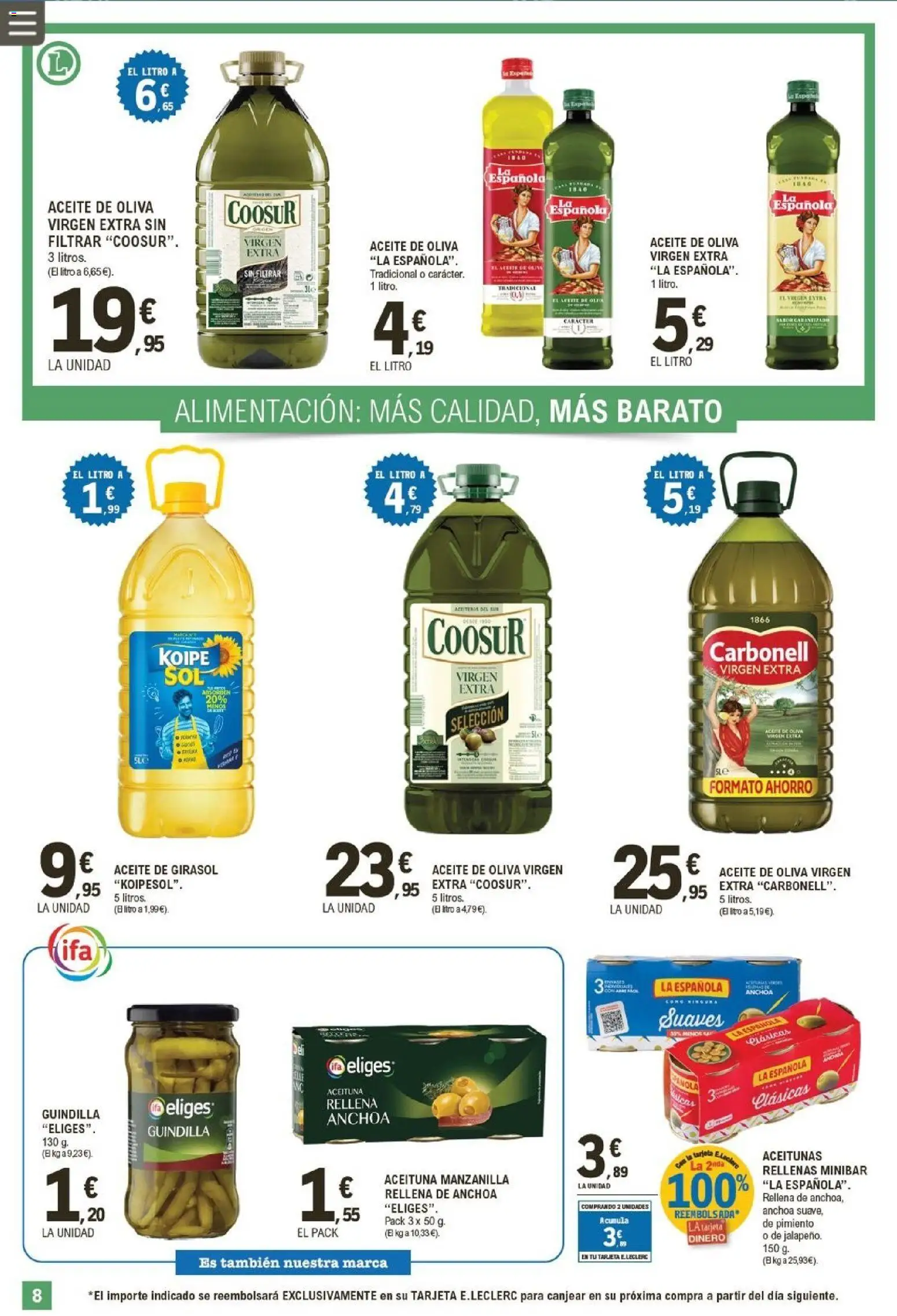 E.Leclerc folleto │ válido desde el 25.02.2026 | Página: 8 | Productos: Aceite, Aceite de oliva, Aceite de oliva virgen extra, Aceite de girasol