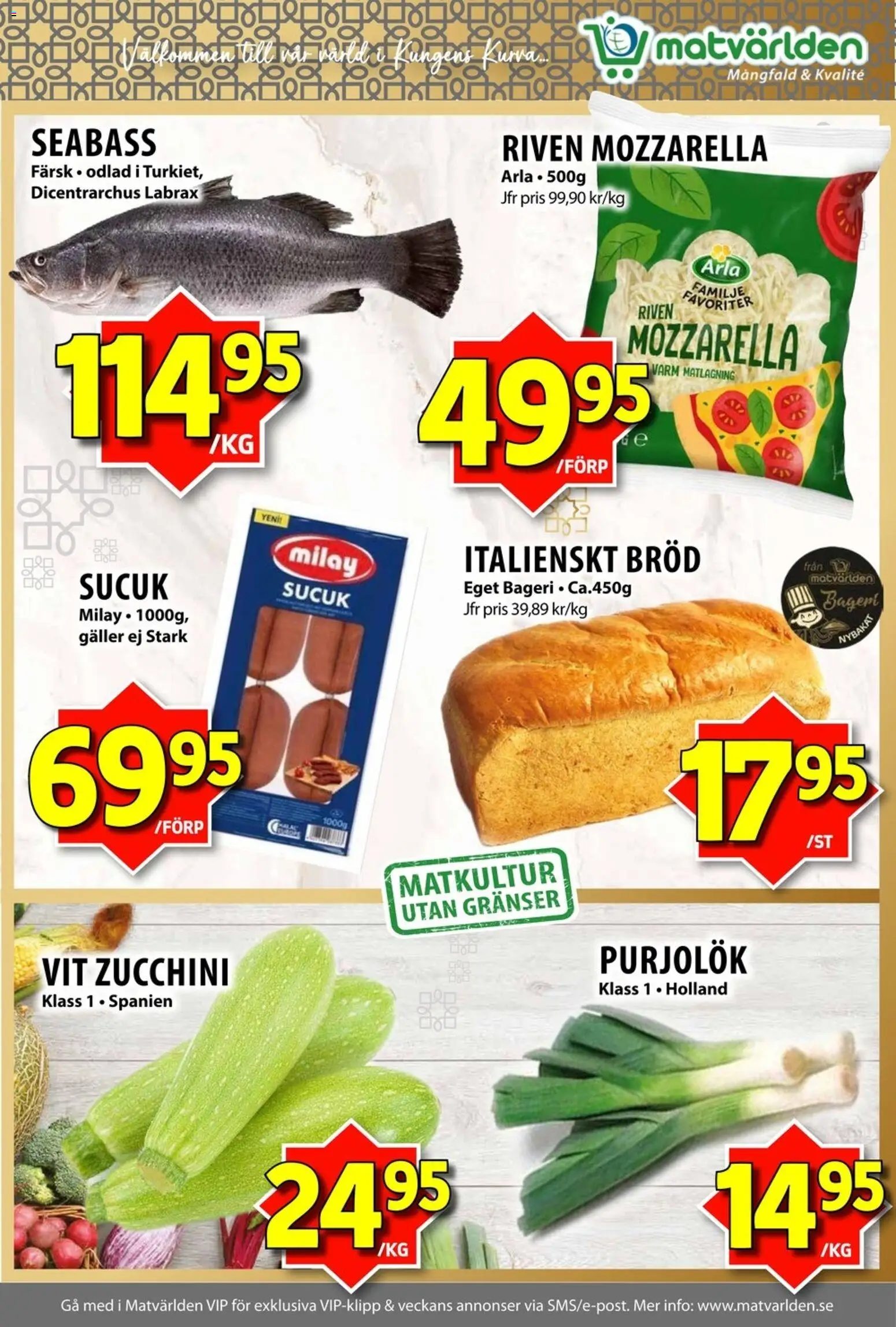 Matvärlden reklamblad aktuell från 07.04.2026 | Sida: 2 | Produkter: Bageri, Galler, Bröd, Zucchini