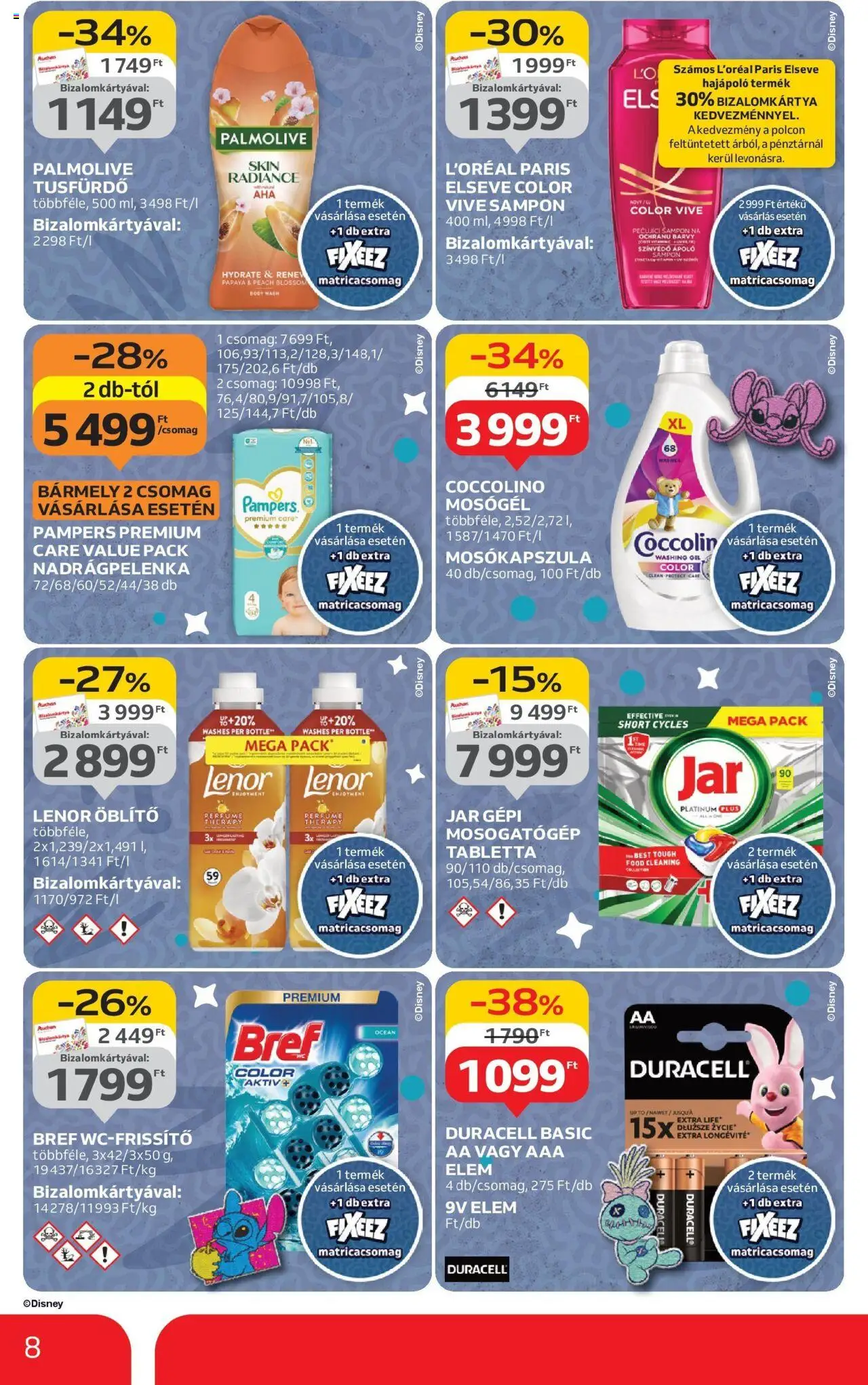Auchan akciós ujság - amely érvényes a következő dátumtól: 07.08.2025 | Oldal: 8 | Termékek: Pampers, Body, Mosogatógép, Mosógél