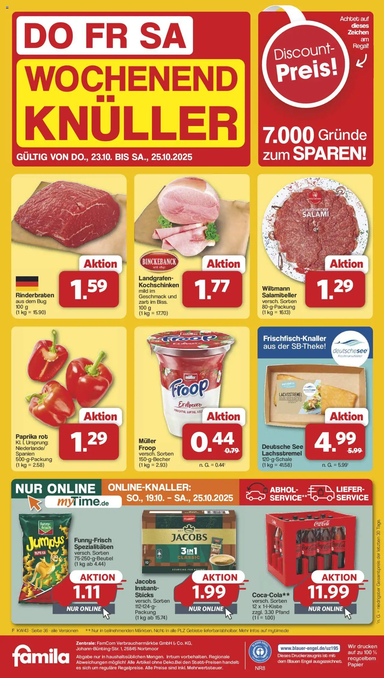 Famila Nordwest Prospekt 	 – gültig ab 20.10.2025 | Seite: 41 | Produkte: Froop, Rinderbraten, Paprika rot, Salami