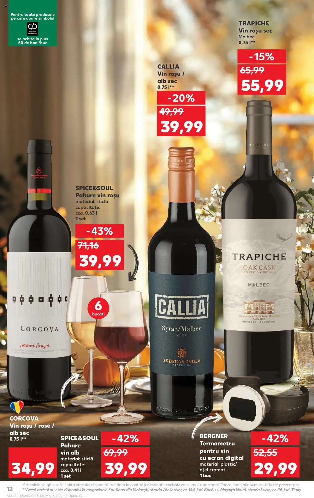 Noul catalog Kaufland – valabil de la 22.10.2025 | Pagină: 12 | Produse: Pahare, Termometru, Vin