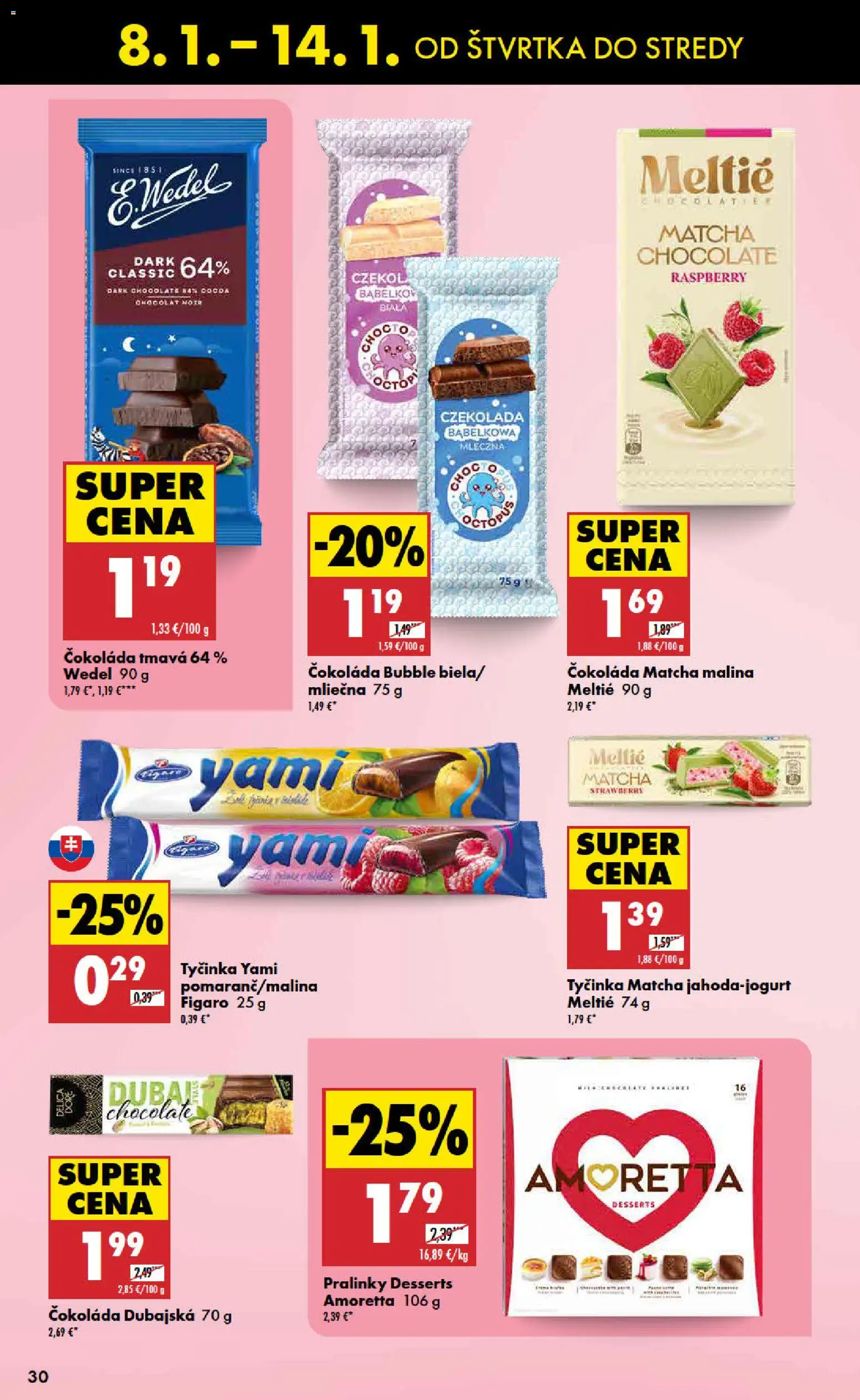 Nové Biedronka akcie – leták je platný od 08.01.2026 | Strana: 30 | Produkty: Čokoláda