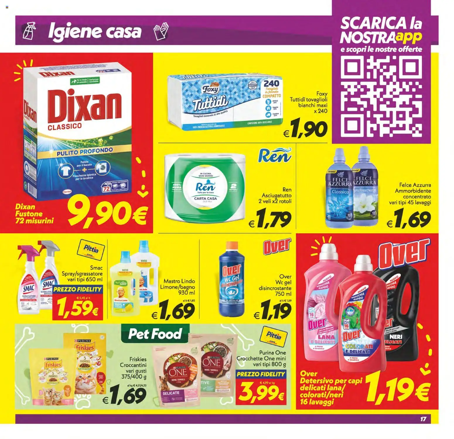 Volantino SuperConveniente del 14.11.2025 | Pagina: 17 | Prodotti: Sgrassatore, Crocchette, Lavatrice, WC