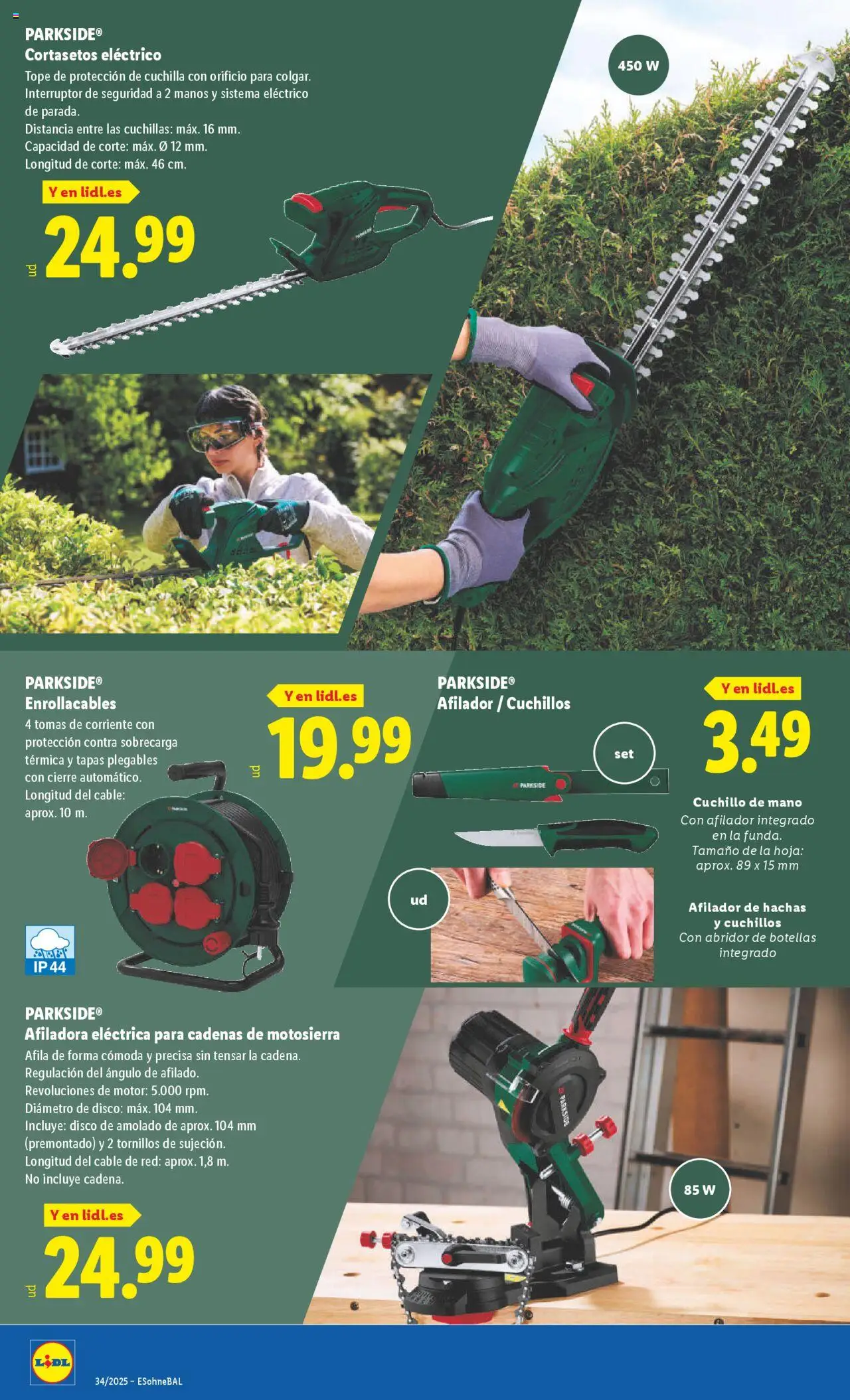Lidl catálogo de bazar VAL │ válido desde el 18.08.2025 | Página: 14 | Productos: Motosierra, Cortasetos, Cable, Disco