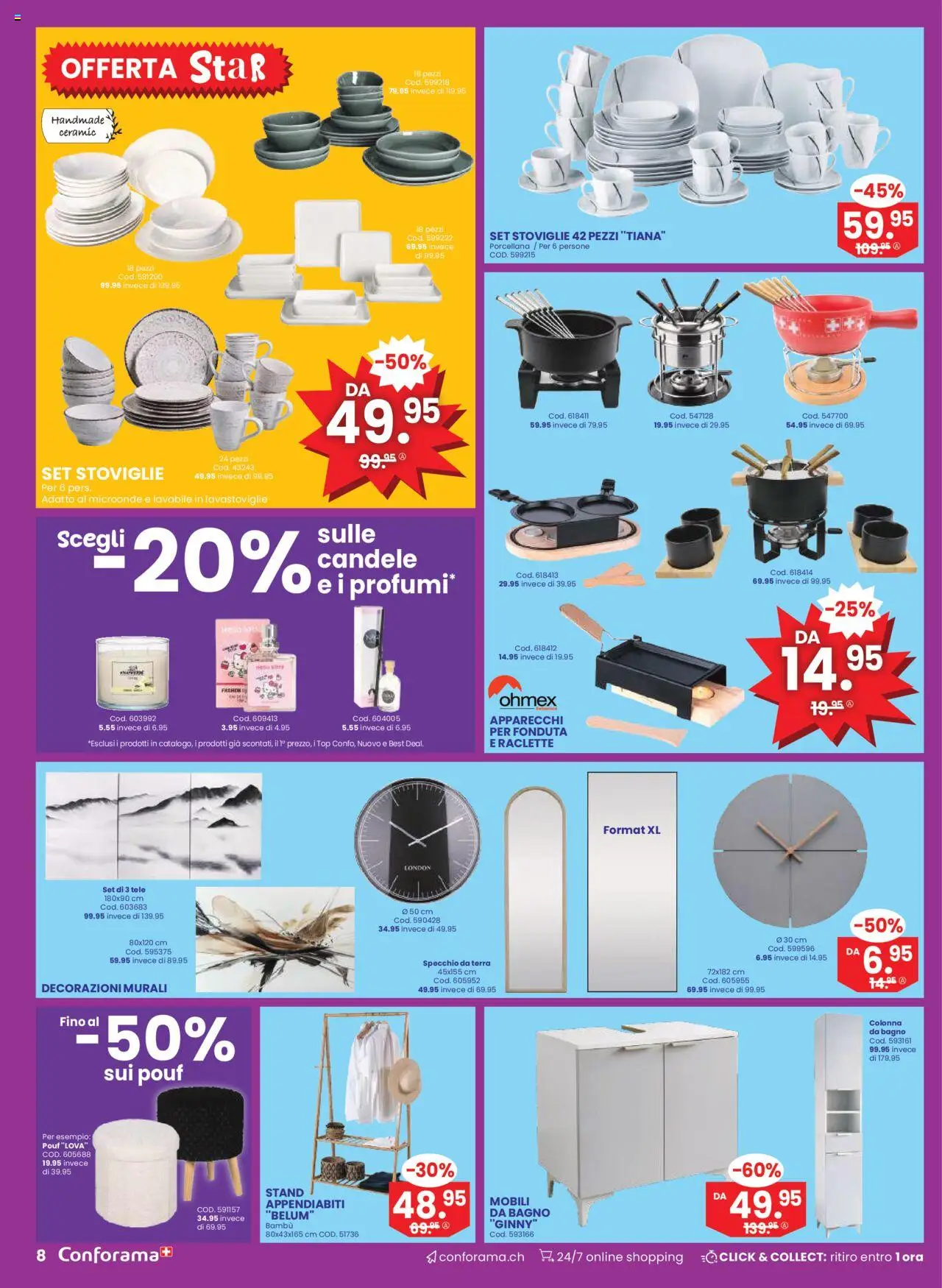 Conforama Aktionen IT – gültig ab 01.10.2025 | Seite: 8 | Produkte: Pouf, Raclette, Top