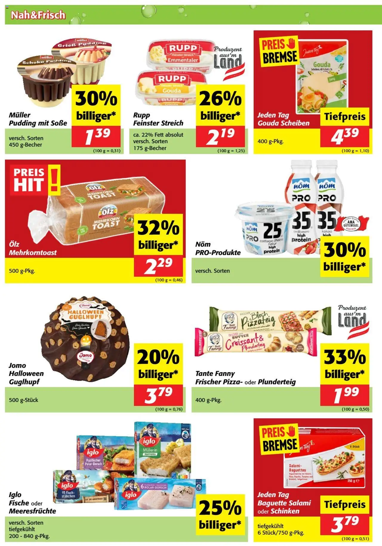 Nah und Frisch Flugblatt gültig ab 22.10.2025 | Seite: 2 | Produkte: Matériel de rangement Fitness, Jääkaappipakastin, Butter, Pizza